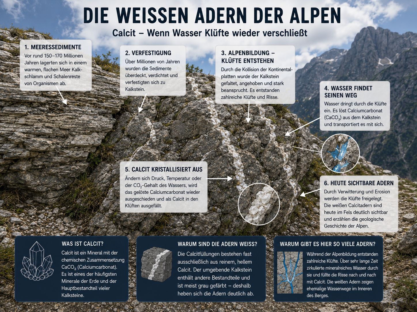 Entstehung der Calcitadern