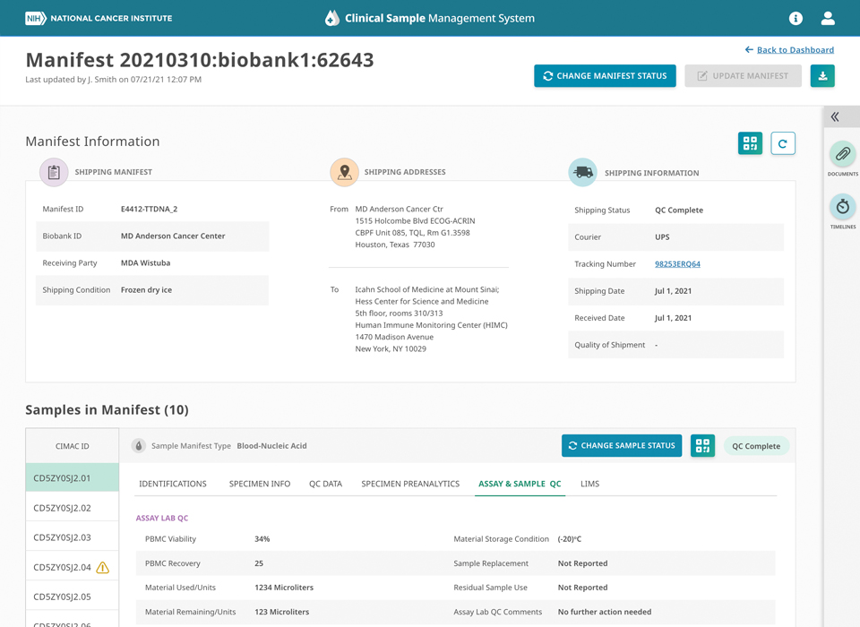 Portfolio - Clinical Sample Management System