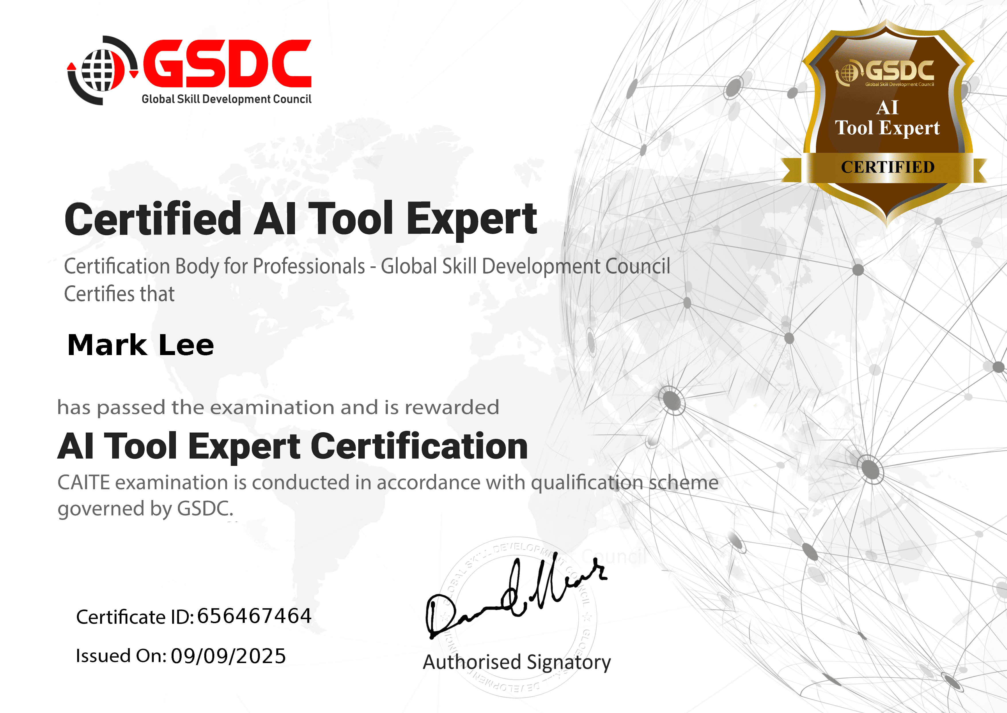 Sample AI Tool Mastery Certification Image