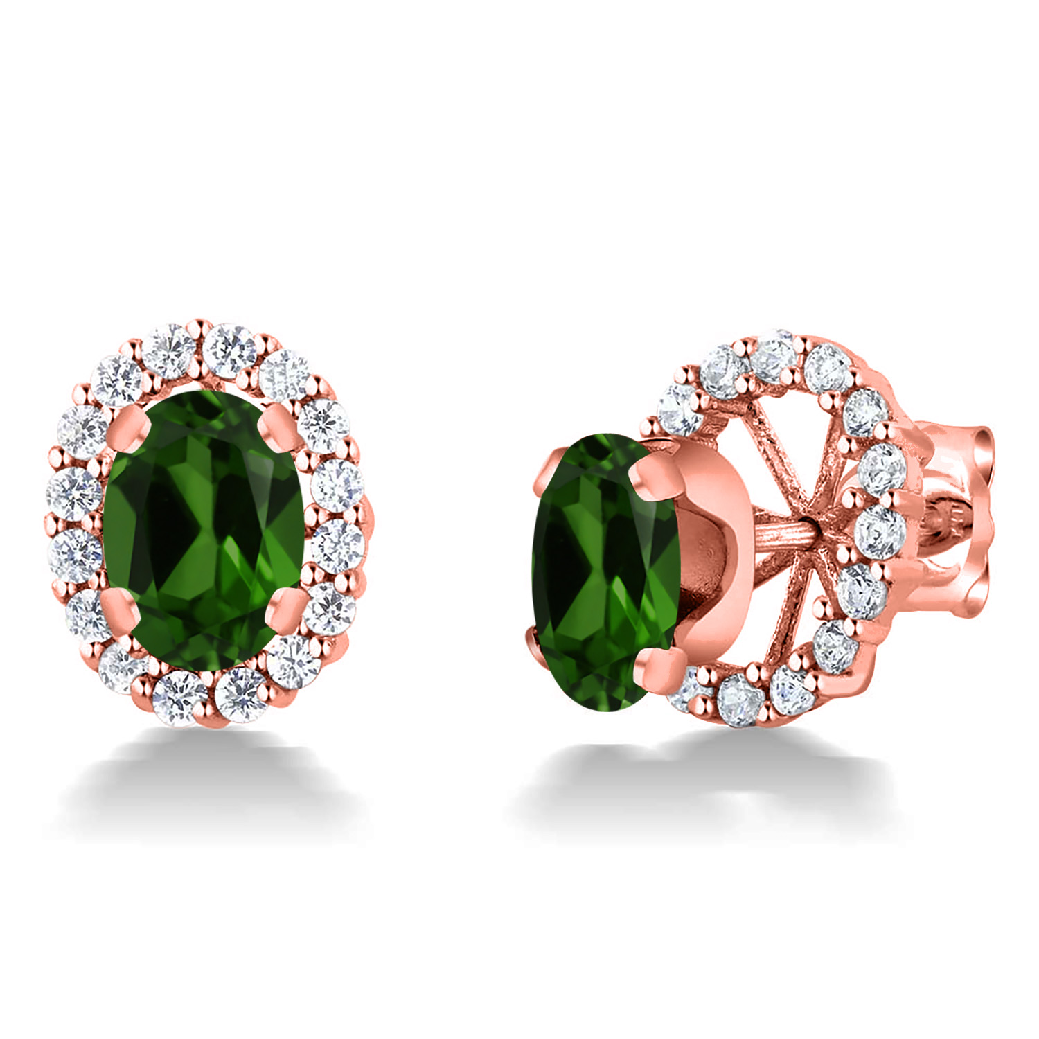 18K Rose Gold Plated Silver Gemstone Birthstone Halo Removable Halo Jacket Stud
