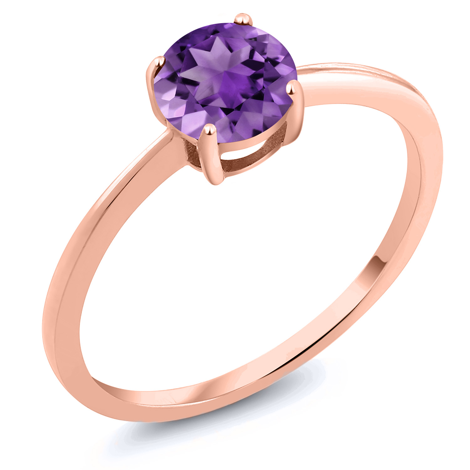 10K Rose Gold Purple Amethyst Solitaire Engagement Ring (1.00 Cttw) - Picture 6 of 60