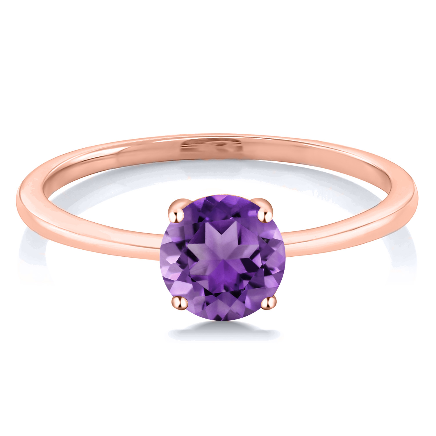 10K Rose Gold Purple Amethyst Solitaire Engagement Ring (1.00 Cttw) - Picture 7 of 60