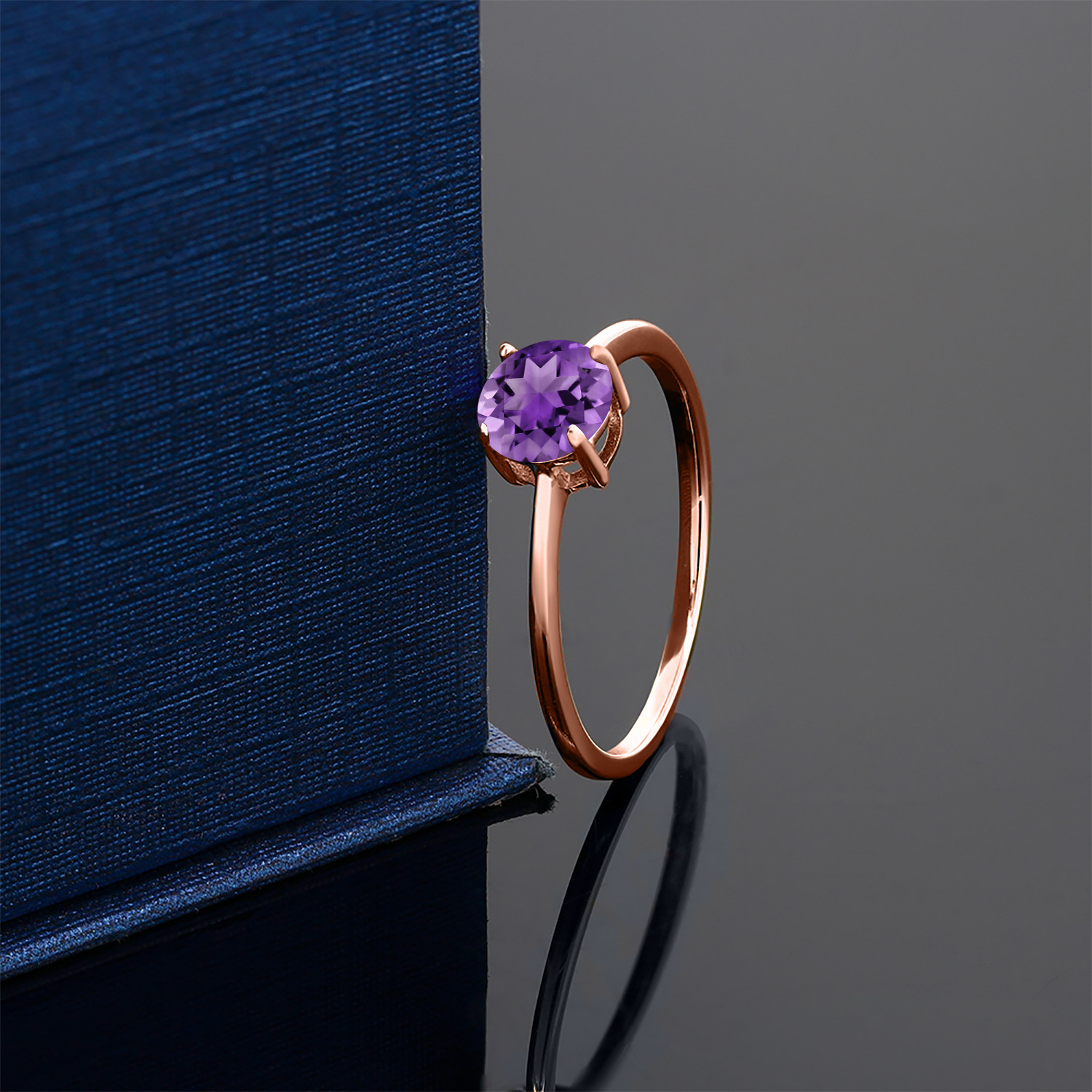 10K Rose Gold Purple Amethyst Solitaire Engagement Ring (1.00 Cttw) - Picture 9 of 60