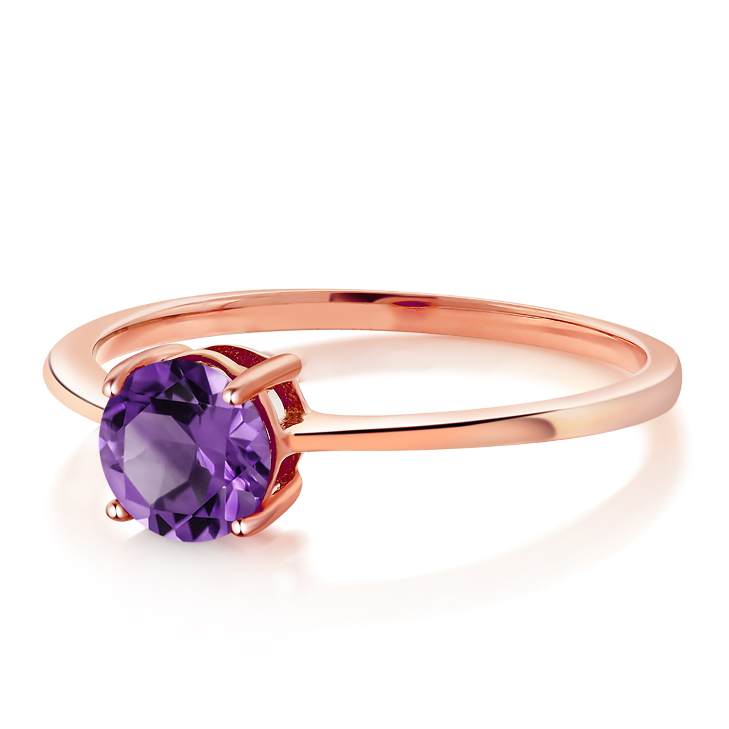 10K Rose Gold Purple Amethyst Solitaire Engagement Ring (1.00 Cttw) - Picture 10 of 60