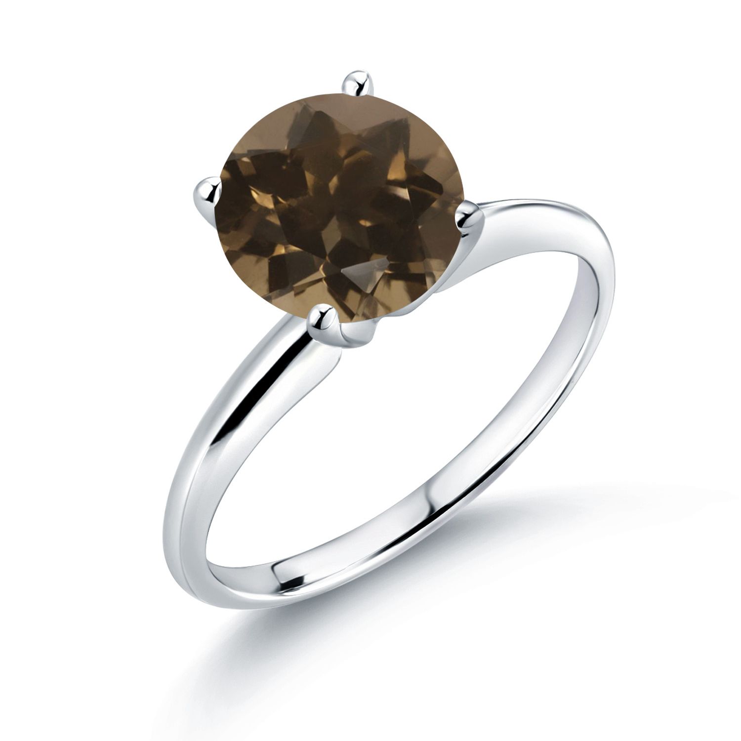 8MM Gemstone Birthstone Solitaire Engagement Ring in 14K White Gold | Wedding