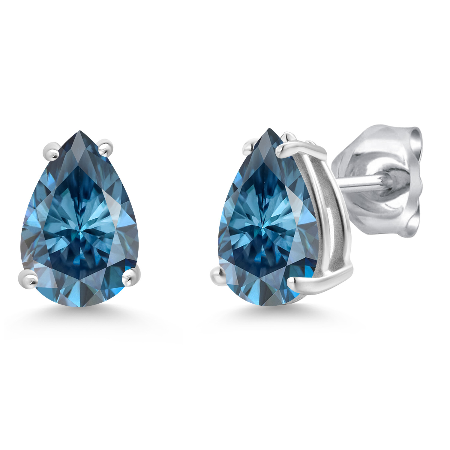 14K White Gold Pear Shape 8X6MM Gemstone Birthstone Stud Earrings | Double - Picture 61 of 102