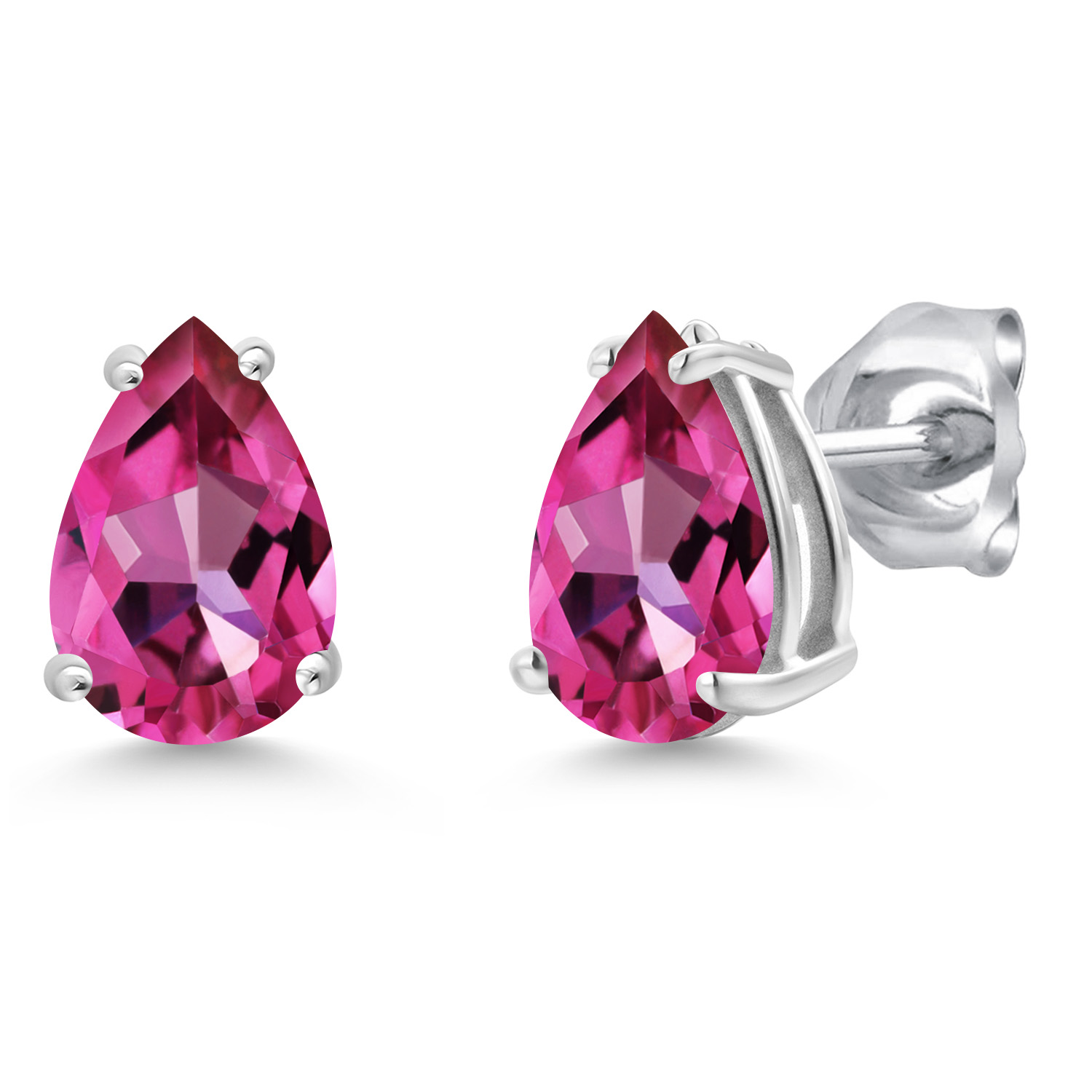 14K White Gold Pear Shape 8X6MM Gemstone Birthstone Stud Earrings | Double - Picture 73 of 102