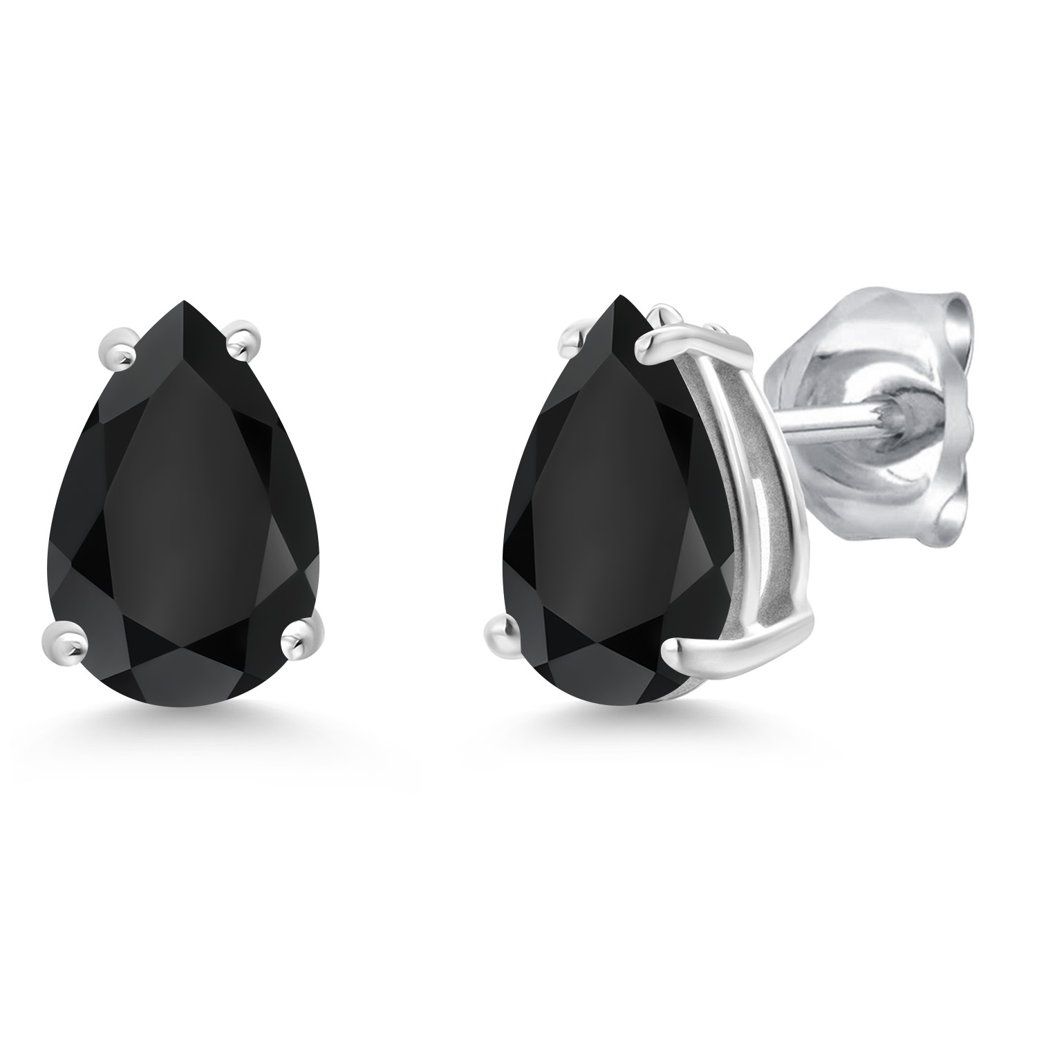 14K White Gold Pear Shape 8X6MM Gemstone Birthstone Stud Earrings | Double - Picture 13 of 102