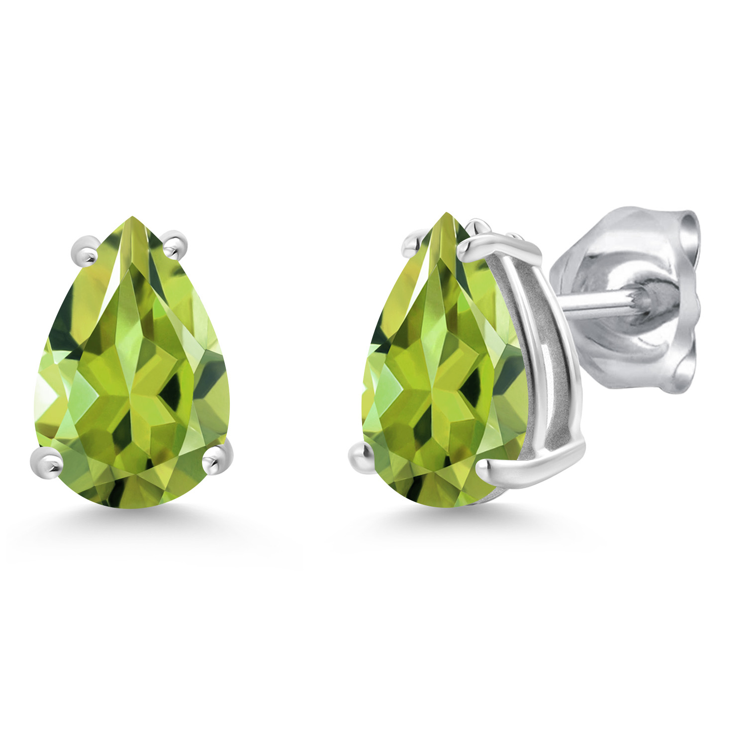 14K White Gold Pear Shape 8X6MM Gemstone Birthstone Stud Earrings | Double - Picture 55 of 102