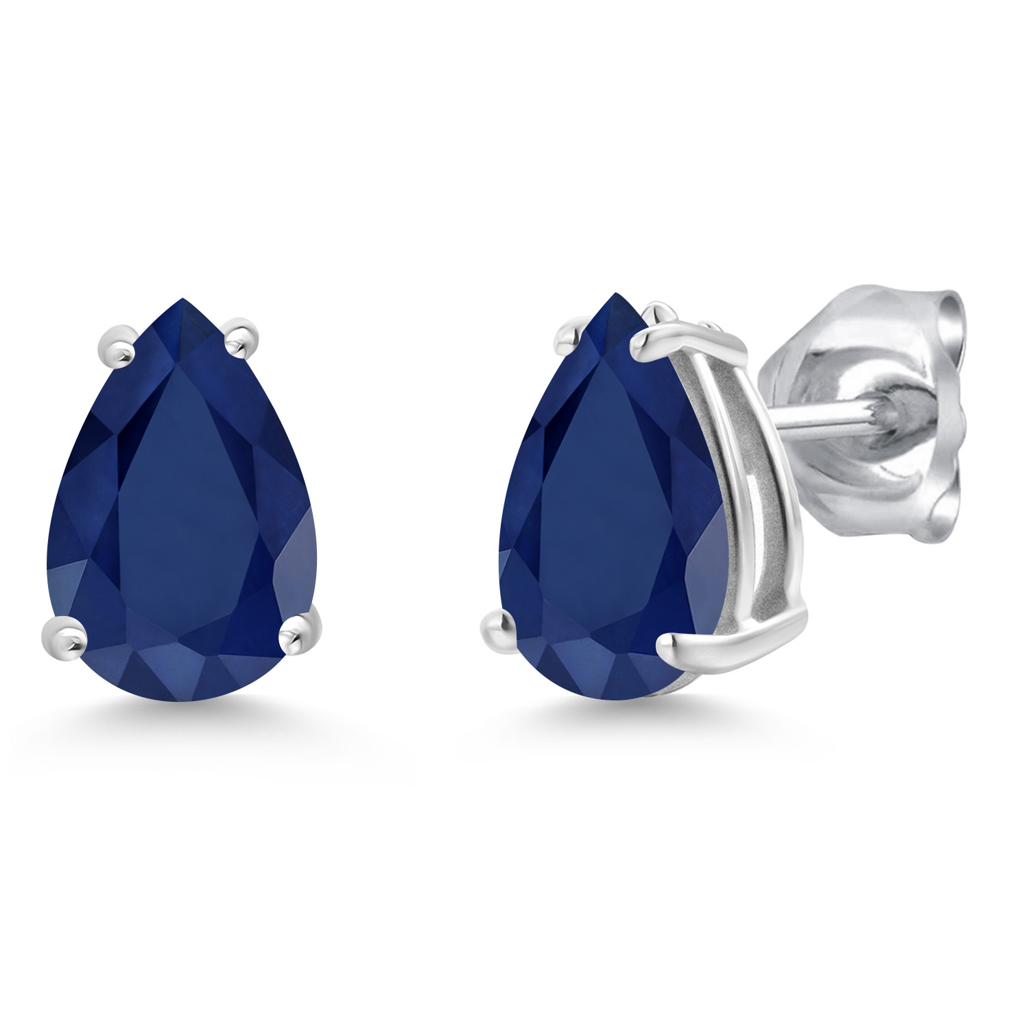 14K White Gold Pear Shape 8X6MM Gemstone Birthstone Stud Earrings | Double - Picture 25 of 102
