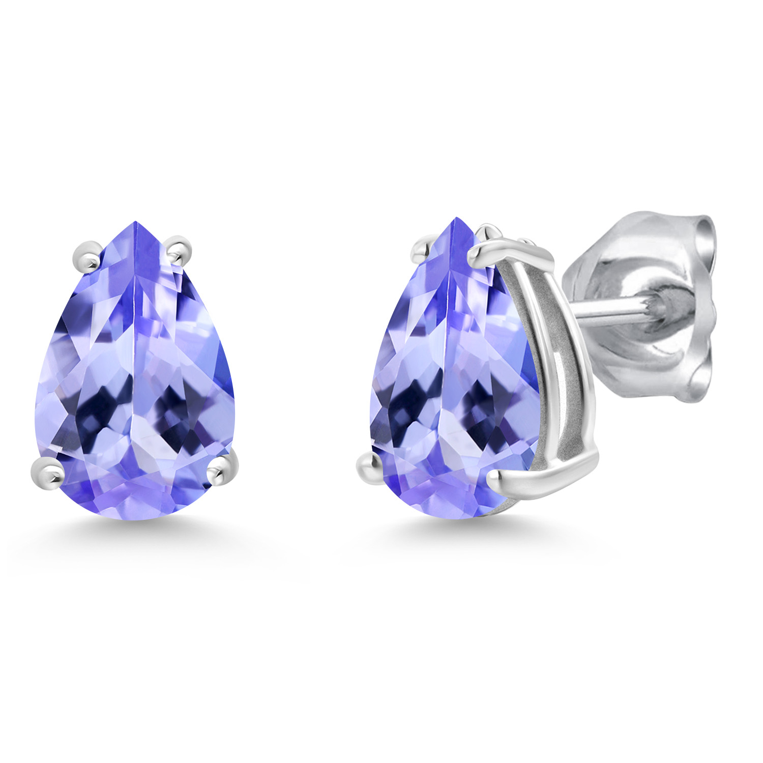 14K White Gold Pear Shape 8X6MM Gemstone Birthstone Stud Earrings | Double - Picture 91 of 102