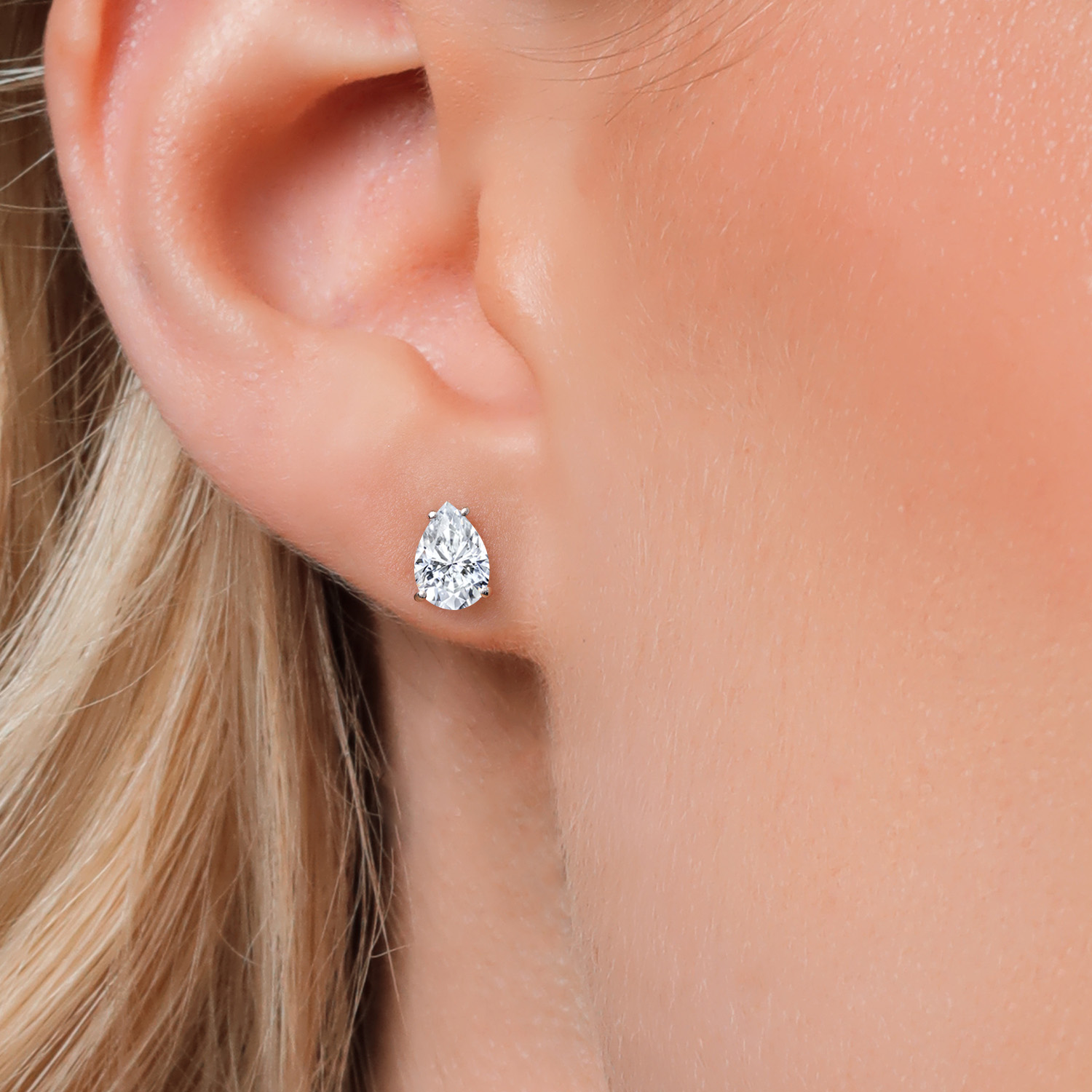 14K White Gold Pear Shape 8X6MM Gemstone Birthstone Stud Earrings | Double - Picture 99 of 102