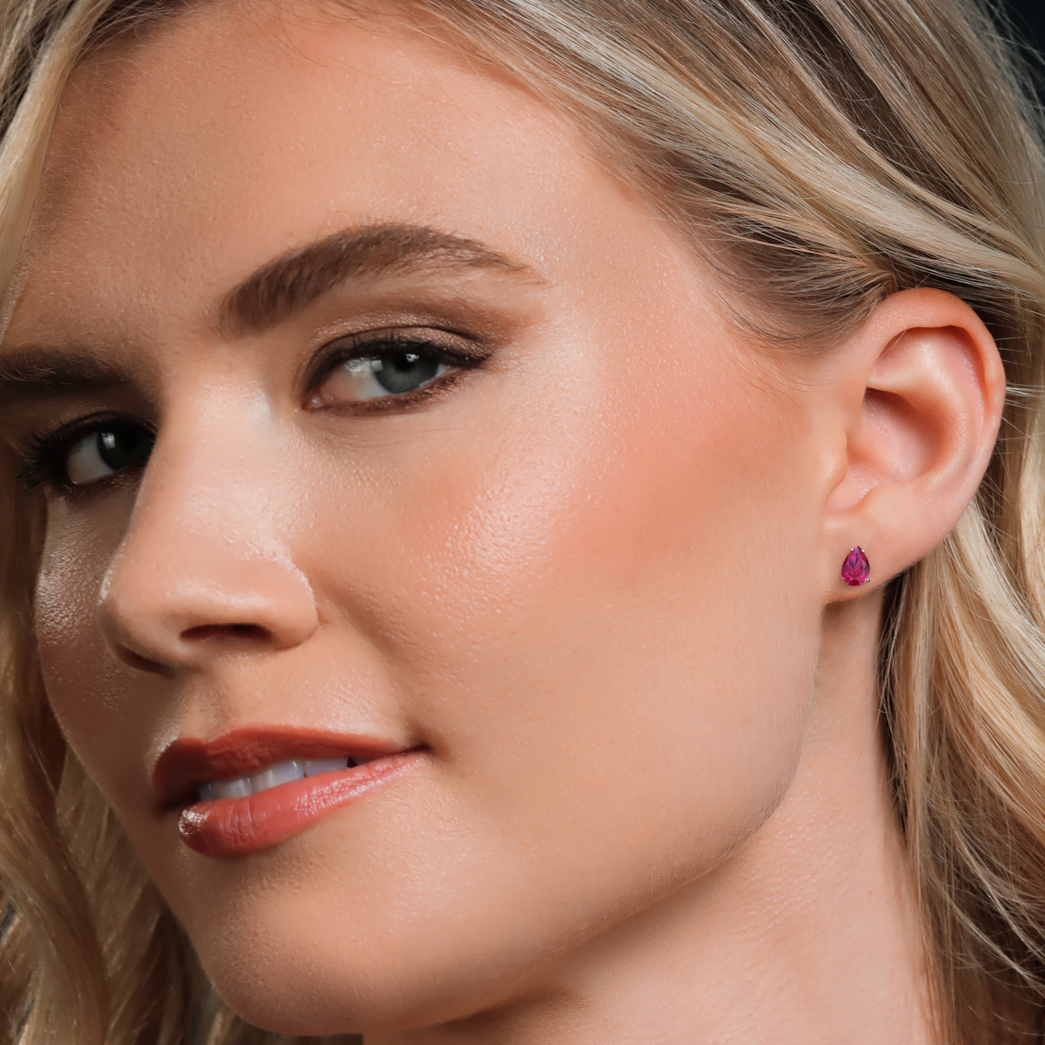 14K White Gold Pear Shape 8X6MM Gemstone Birthstone Stud Earrings | Double - Picture 34 of 102