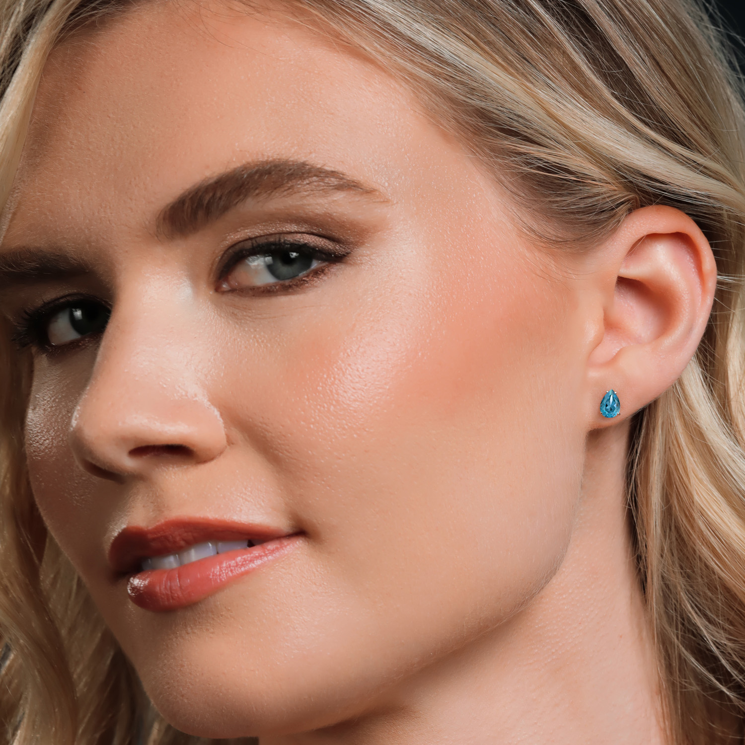 14K White Gold Pear Shape 8X6MM Gemstone Birthstone Stud Earrings | Double - Picture 52 of 102