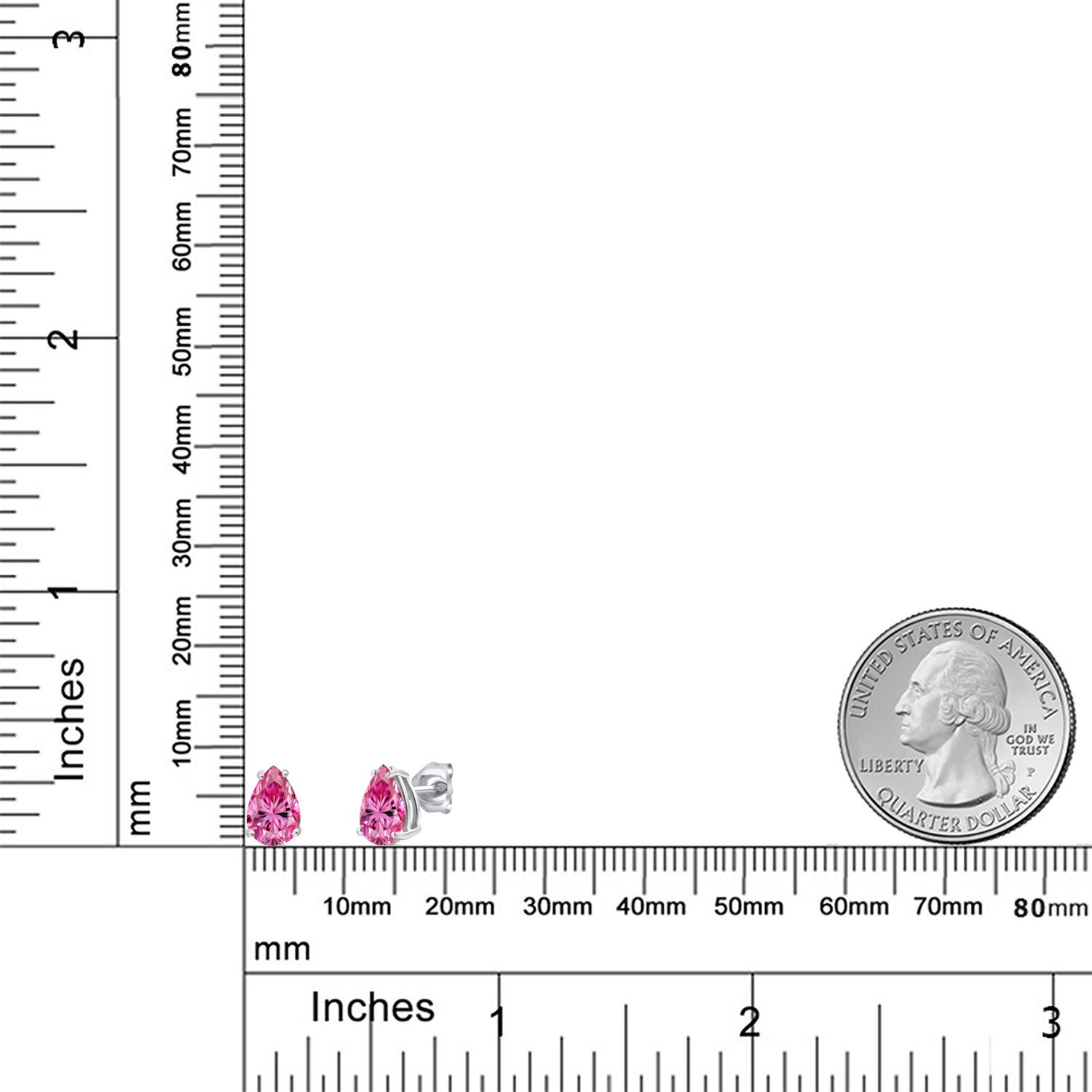 14K White Gold Pear Shape 8X6MM Gemstone Birthstone Stud Earrings | Double - Picture 72 of 102