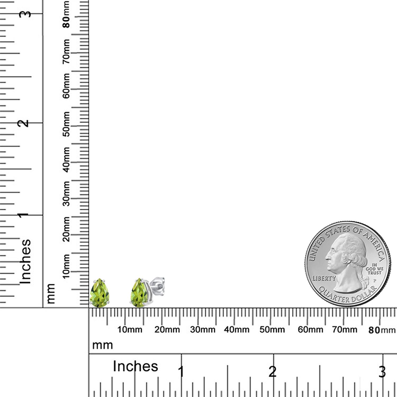 14K White Gold Pear Shape 8X6MM Gemstone Birthstone Stud Earrings | Double - Picture 60 of 102