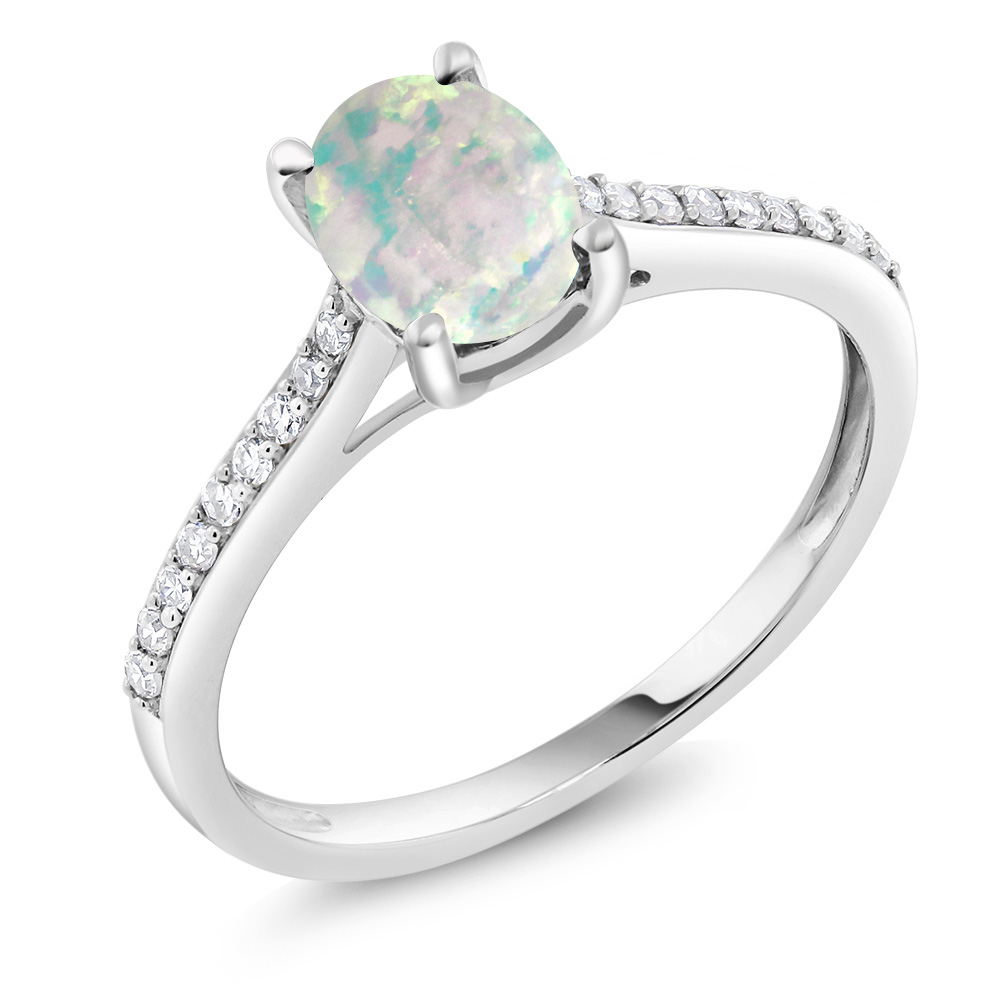 10K White Gold Tanzanite and Diamond Engagement Solitaire Ring For Women (8X6MM - Picture 35 of 40