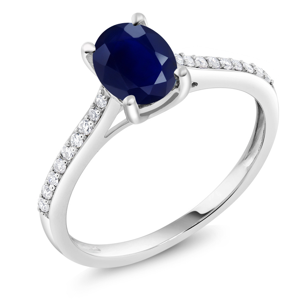 10K White Gold Tanzanite and Diamond Engagement Solitaire Ring For Women (8X6MM - Picture 6 of 40
