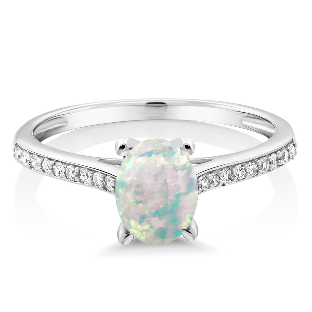 10K White Gold Tanzanite and Diamond Engagement Solitaire Ring For Women (8X6MM - Picture 36 of 40