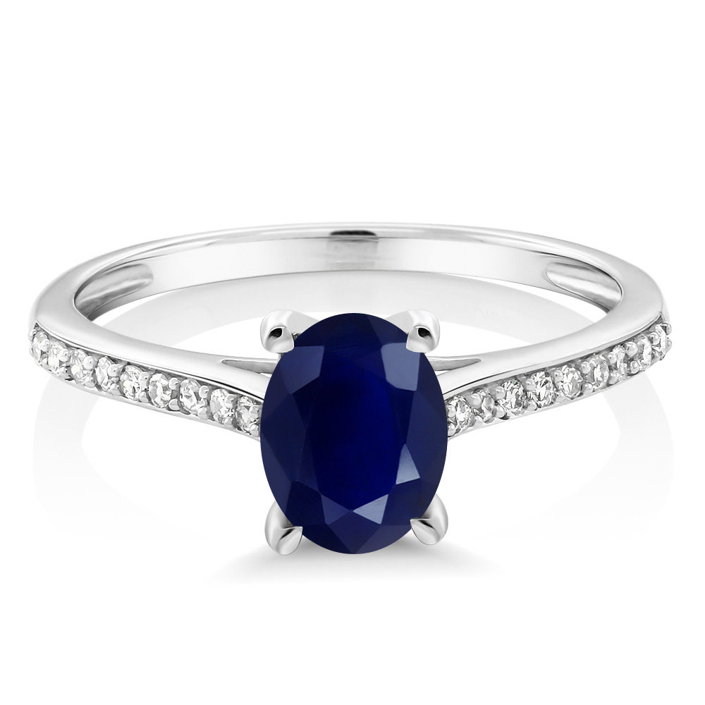 10K White Gold Tanzanite and Diamond Engagement Solitaire Ring For Women (8X6MM - Picture 8 of 40