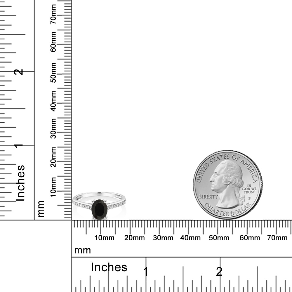 10K White Gold Tanzanite and Diamond Engagement Solitaire Ring For Women (8X6MM - Picture 31 of 40