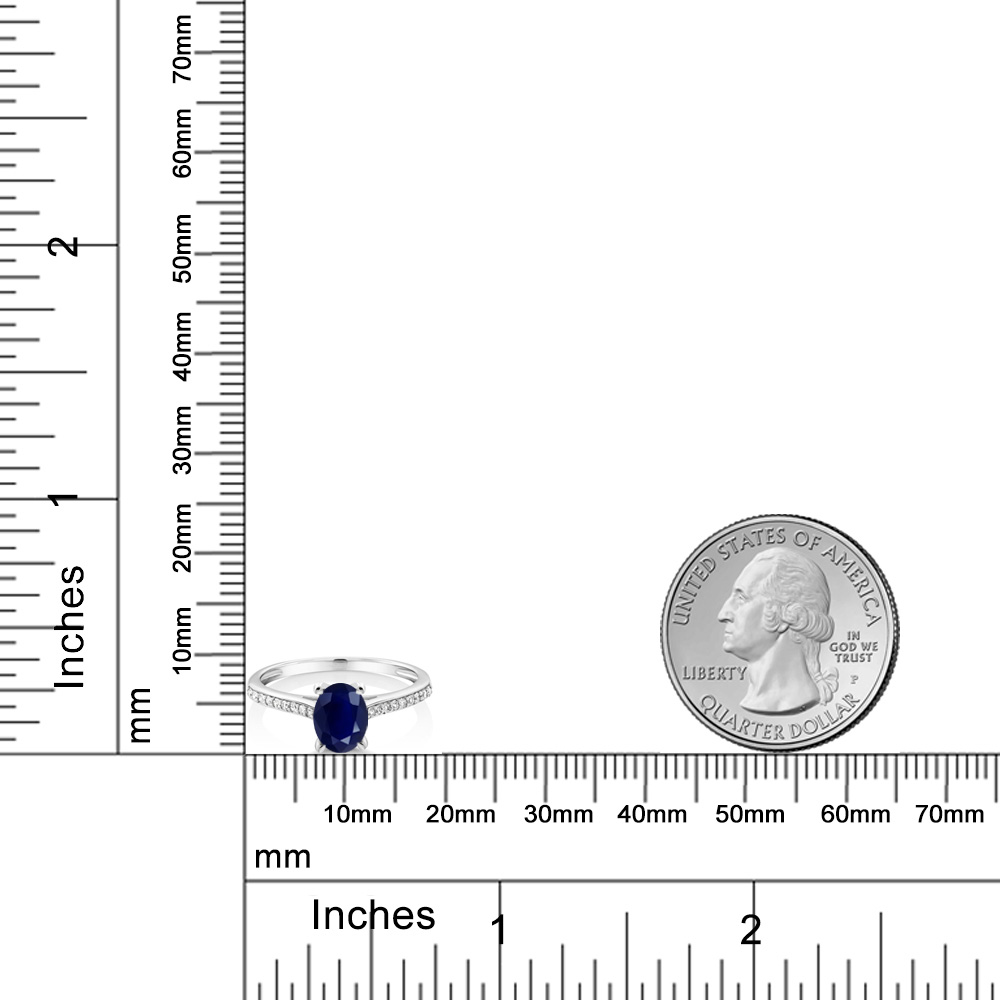 10K White Gold Tanzanite and Diamond Engagement Solitaire Ring For Women (8X6MM - Picture 9 of 40