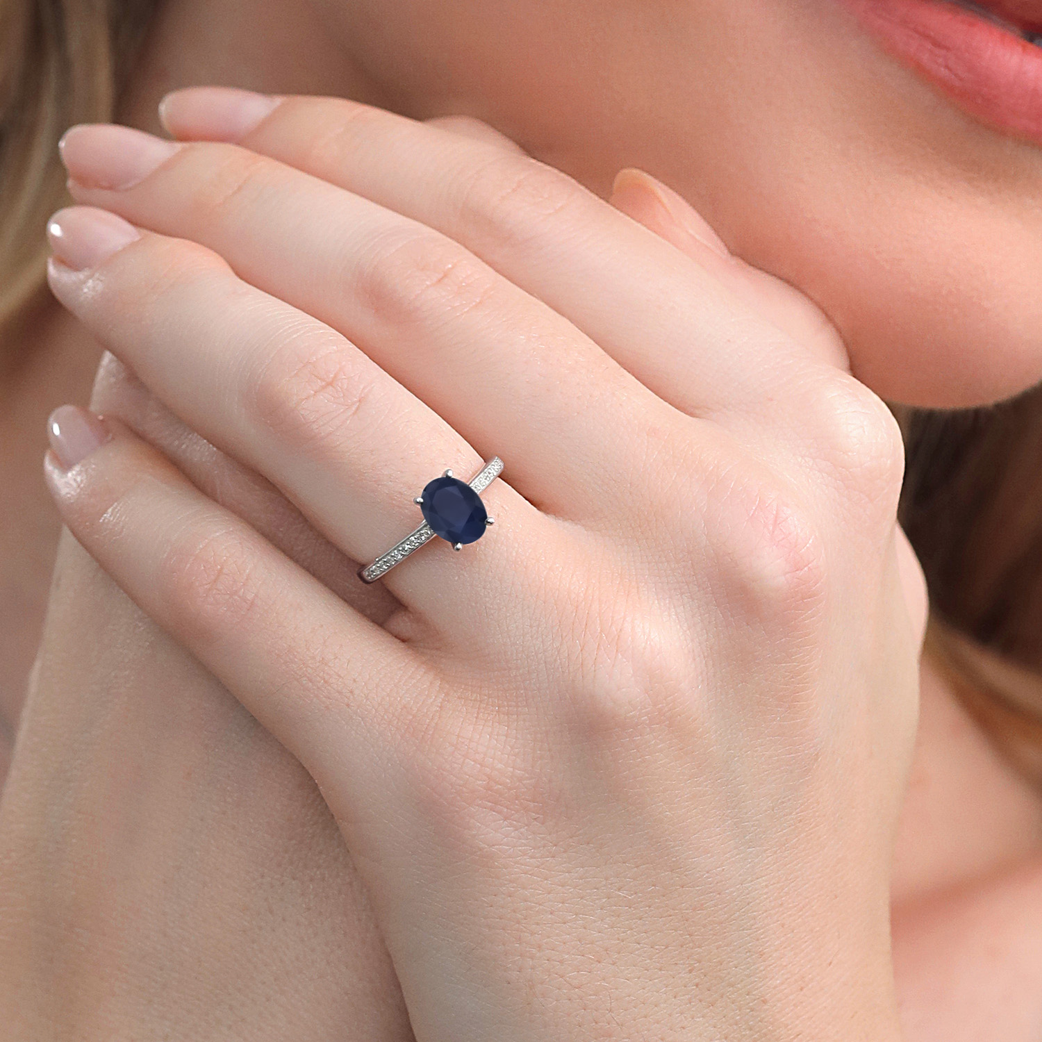 10K White Gold Tanzanite and Diamond Engagement Solitaire Ring For Women (8X6MM - Picture 10 of 40