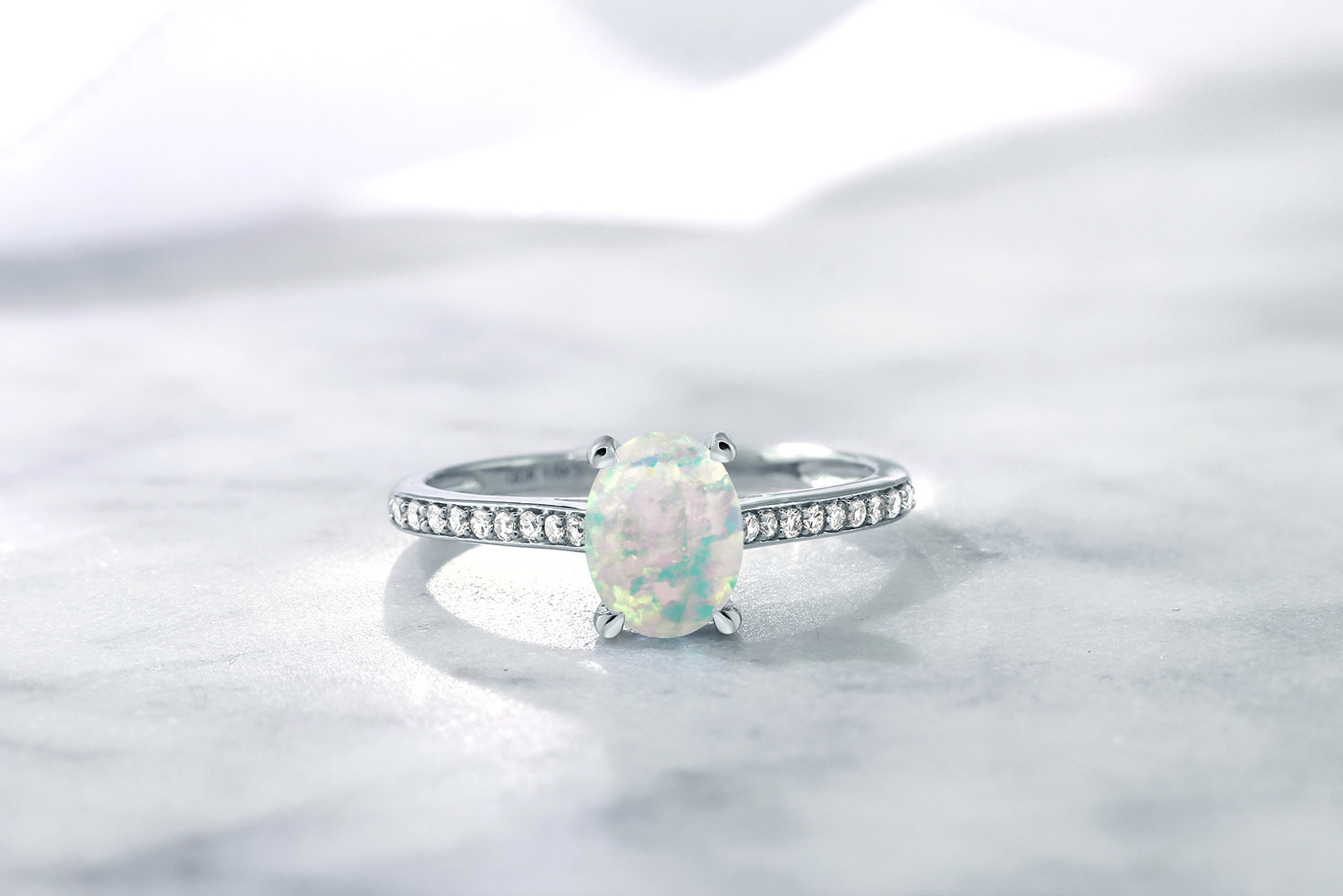 10K White Gold Tanzanite and Diamond Engagement Solitaire Ring For Women (8X6MM - Picture 39 of 40