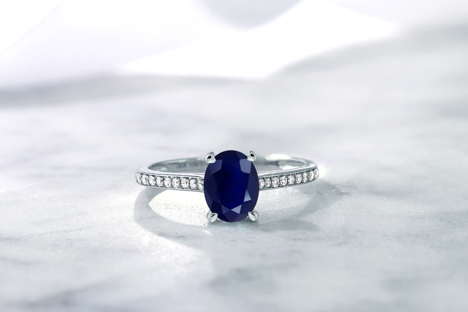 10K White Gold Tanzanite and Diamond Engagement Solitaire Ring For Women (8X6MM - Picture 11 of 40