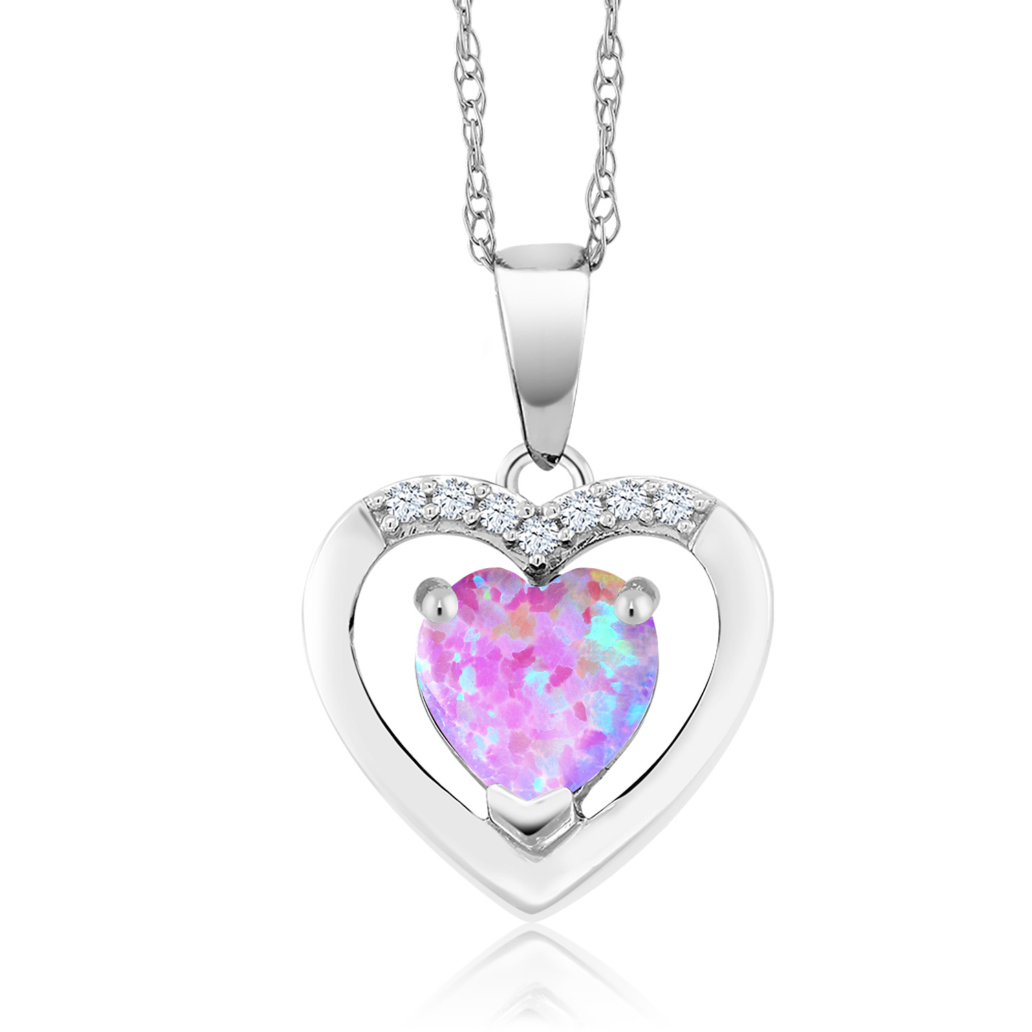 10K White Gold Amethyst and Diamond Pendant Necklace For Women (0.70 Cttw, - Picture 6 of 15