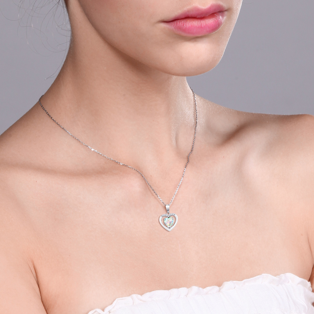 10K White Gold Amethyst and Diamond Pendant Necklace For Women (0.70 Cttw, - Picture 14 of 15