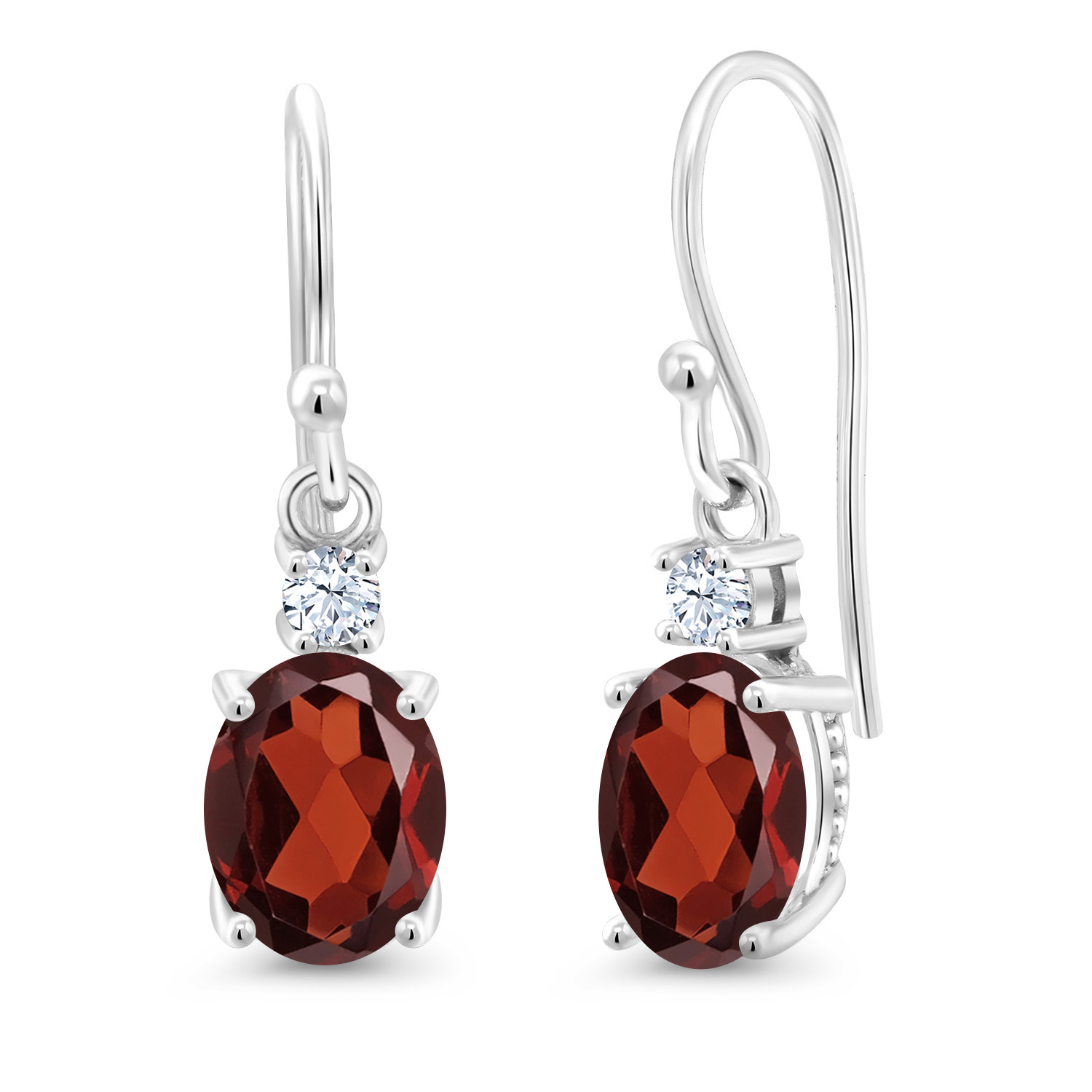 10K White Gold Dangle Earrings 2.76 Ct Oval Green Peridot White Created Sapphire - Picture 57 of 161