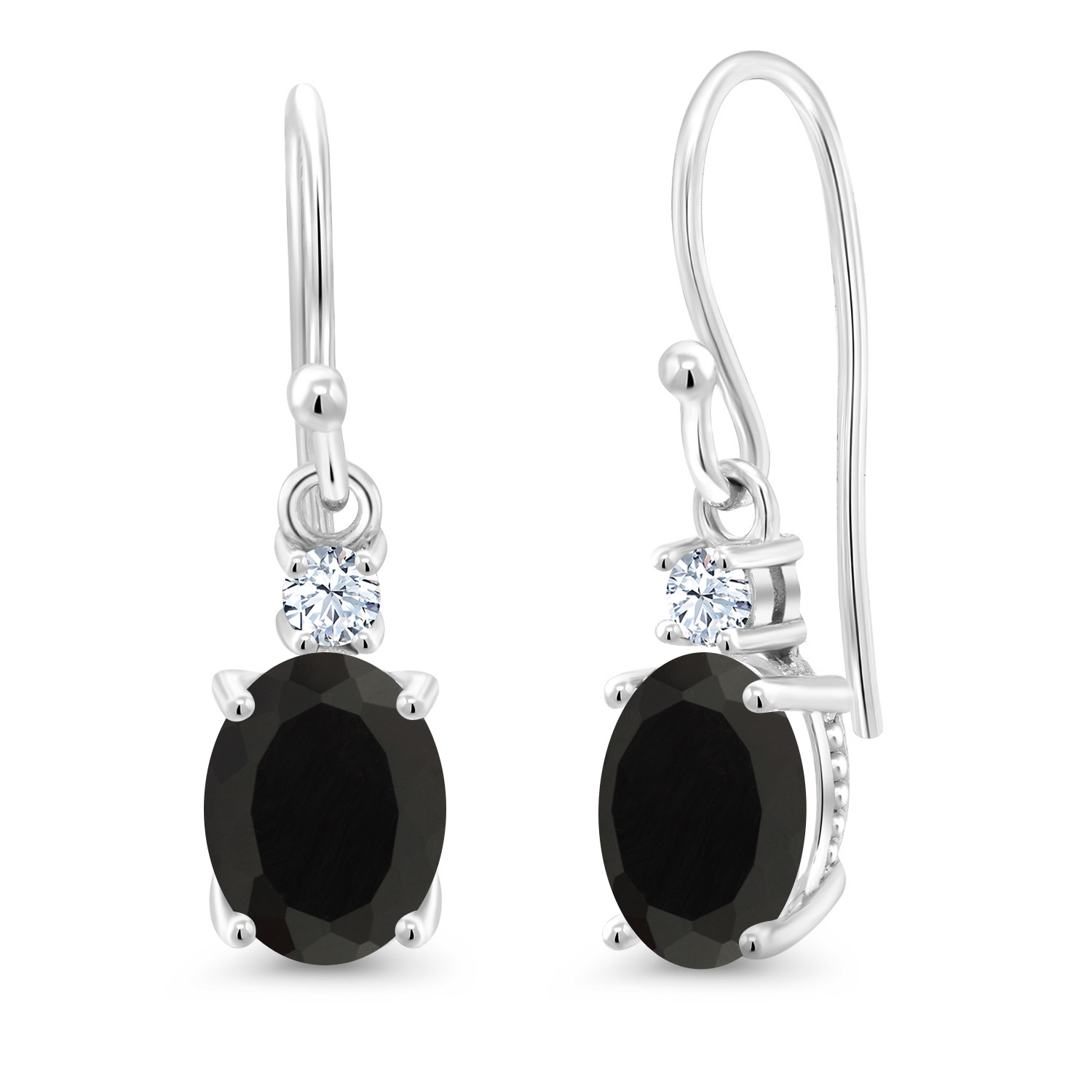 10K White Gold Dangle Earrings 2.76 Ct Oval Green Peridot White Created Sapphire - Picture 92 of 161