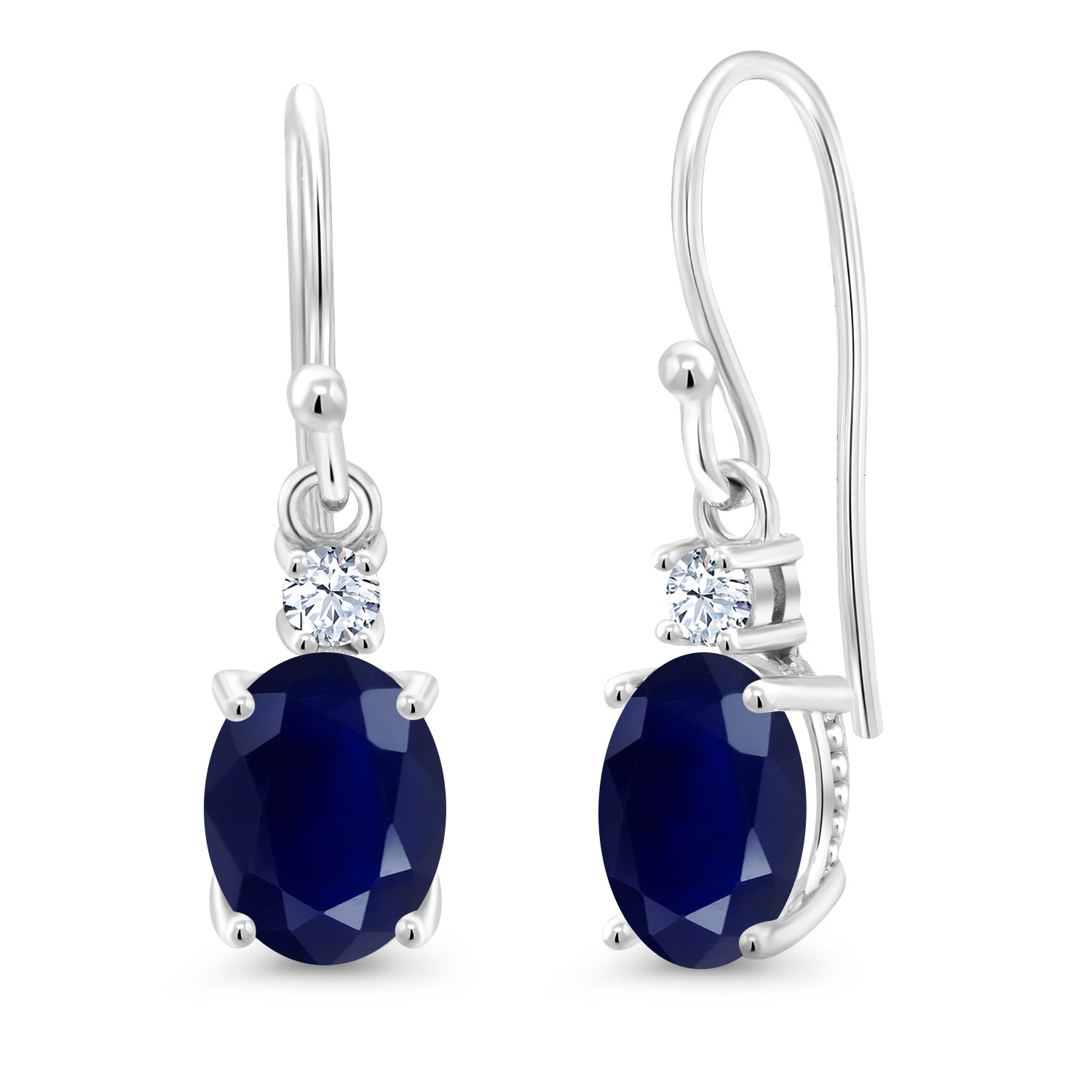 10K White Gold Dangle Earrings 2.76 Ct Oval Green Peridot White Created Sapphire - Picture 22 of 161