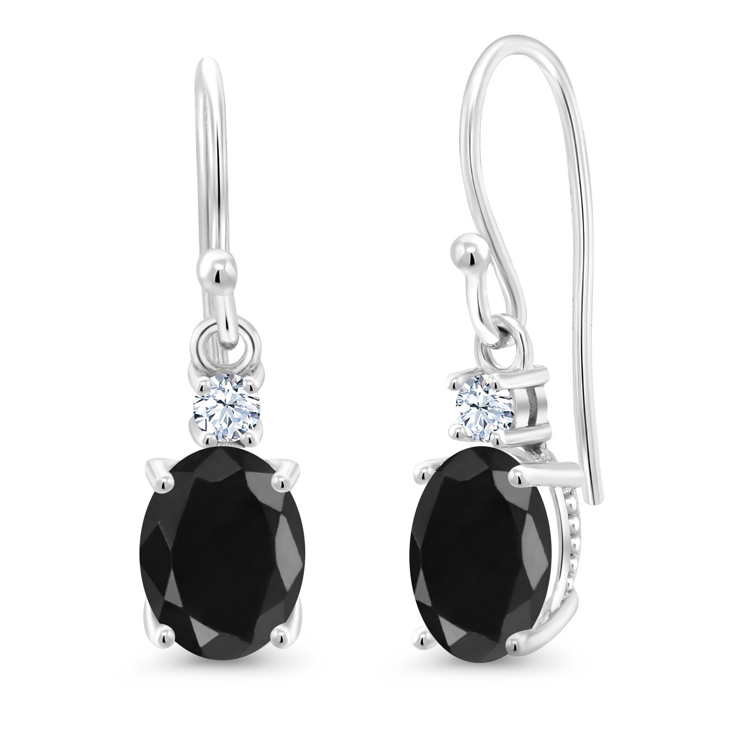 10K White Gold Dangle Earrings 2.76 Ct Oval Green Peridot White Created Sapphire - Picture 12 of 161