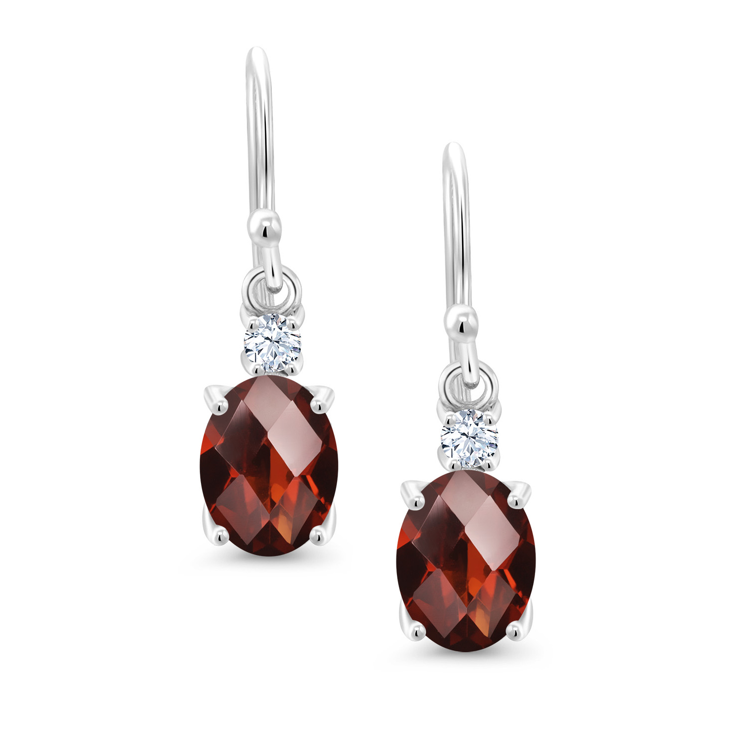 10K White Gold Dangle Earrings 2.76 Ct Oval Green Peridot White Created Sapphire - Picture 63 of 161