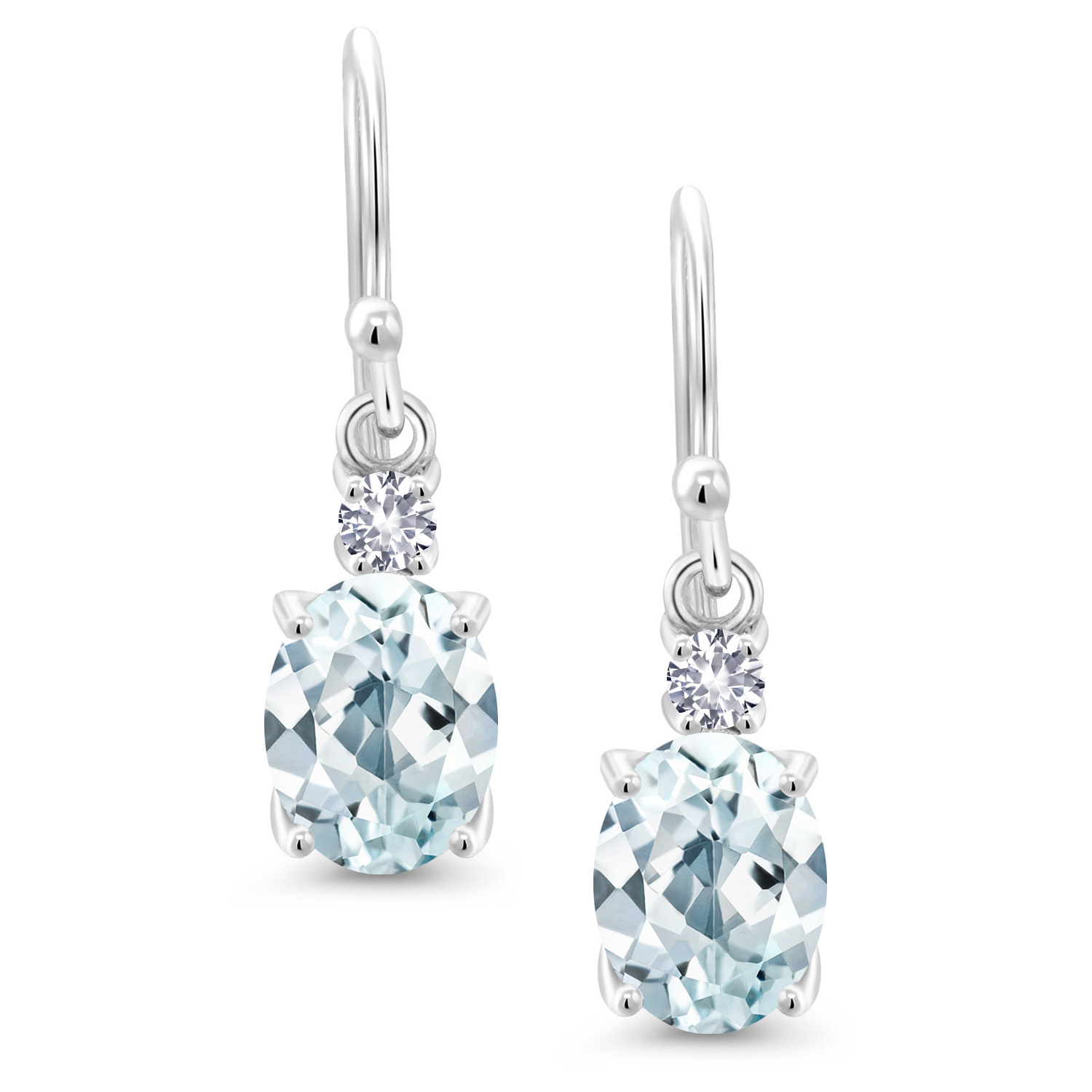 10K White Gold Dangle Earrings 2.76 Ct Oval Green Peridot White Created Sapphire - Picture 8 of 161