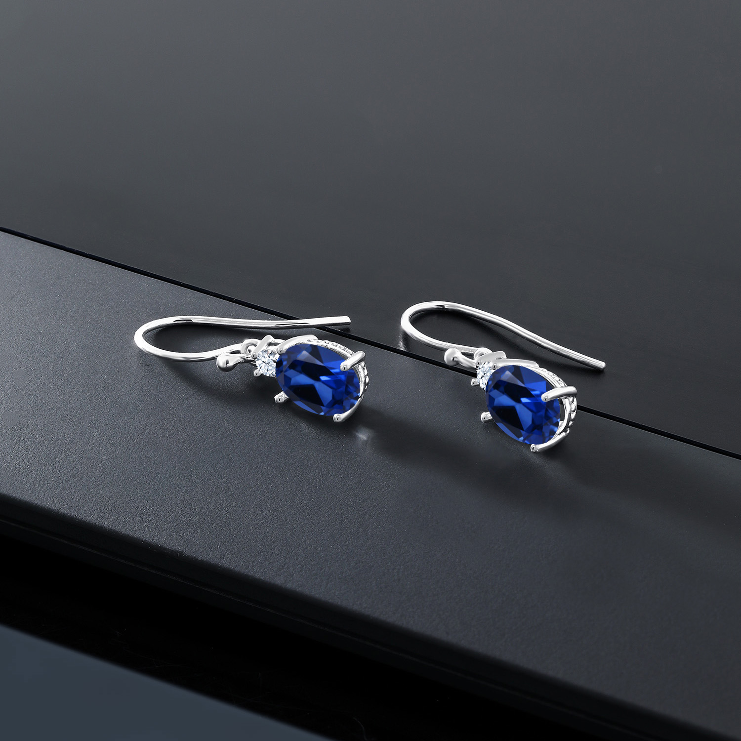 10K White Gold Dangle Earrings 2.76 Ct Oval Green Peridot White Created Sapphire - Picture 21 of 161