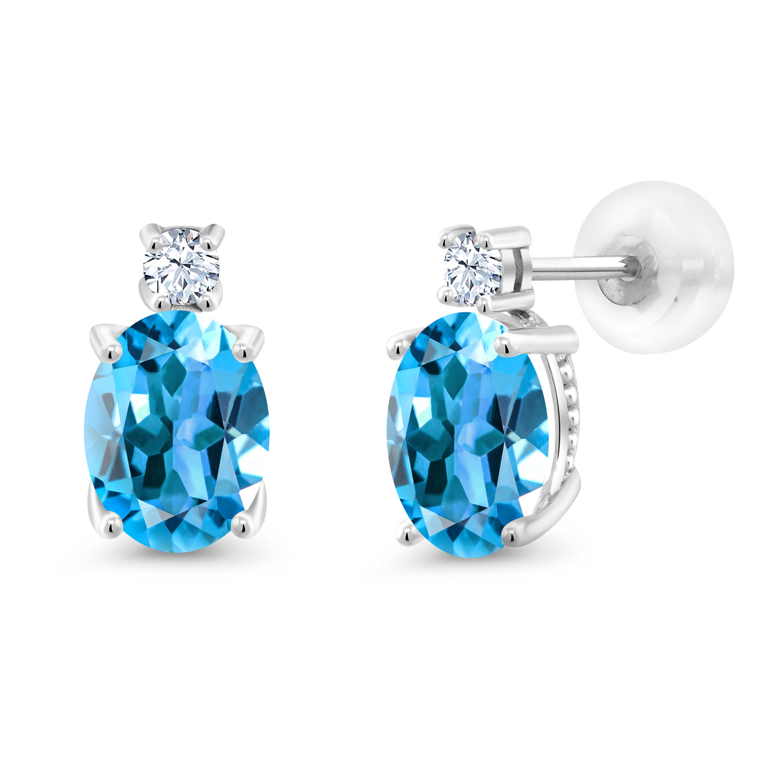 14k White Gold Onyx Earrings For Women (2.6Cttw, GemstoneDecember Birthstone, - Picture 138 of 154