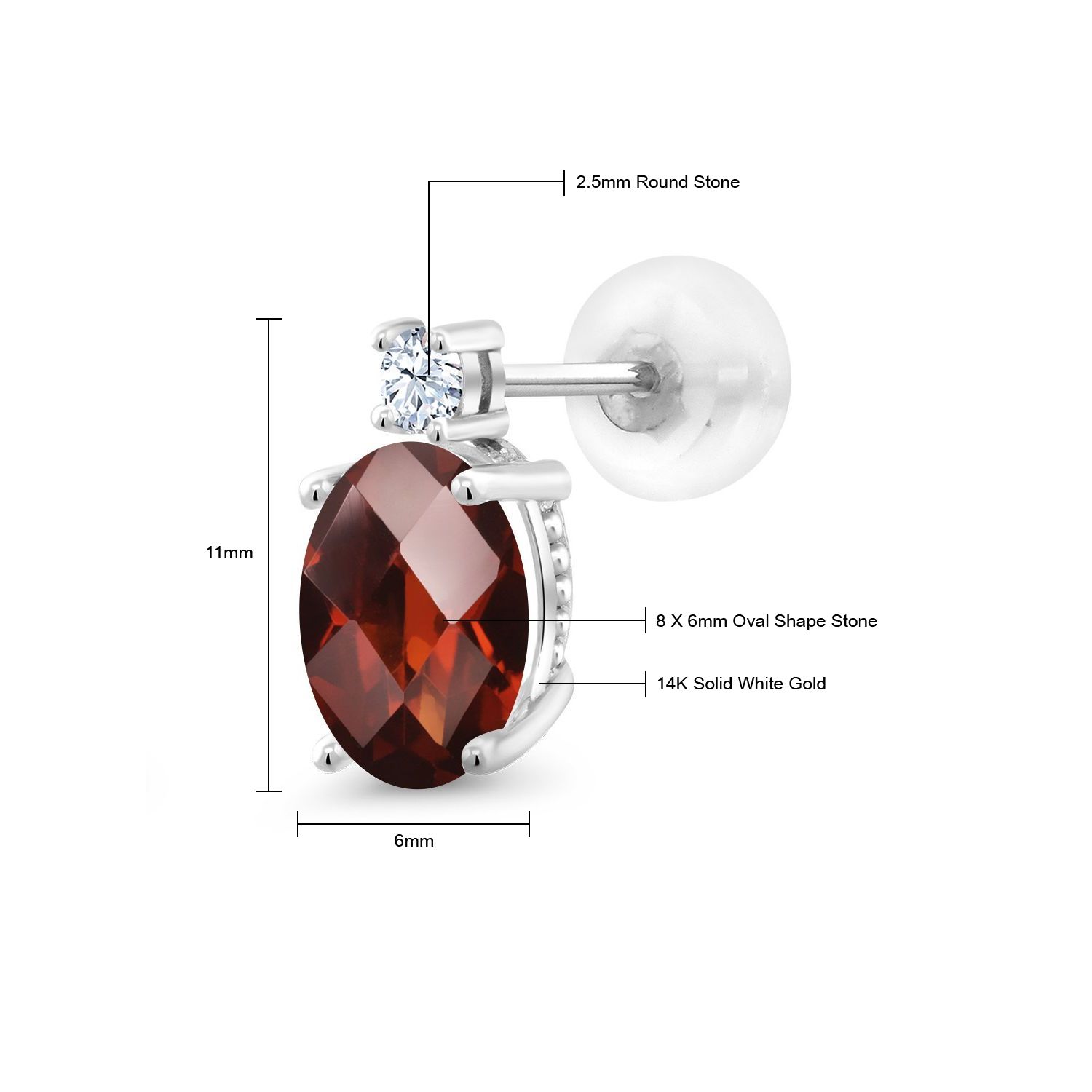 14k White Gold Onyx Earrings For Women (2.6Cttw, GemstoneDecember Birthstone, - Picture 83 of 154