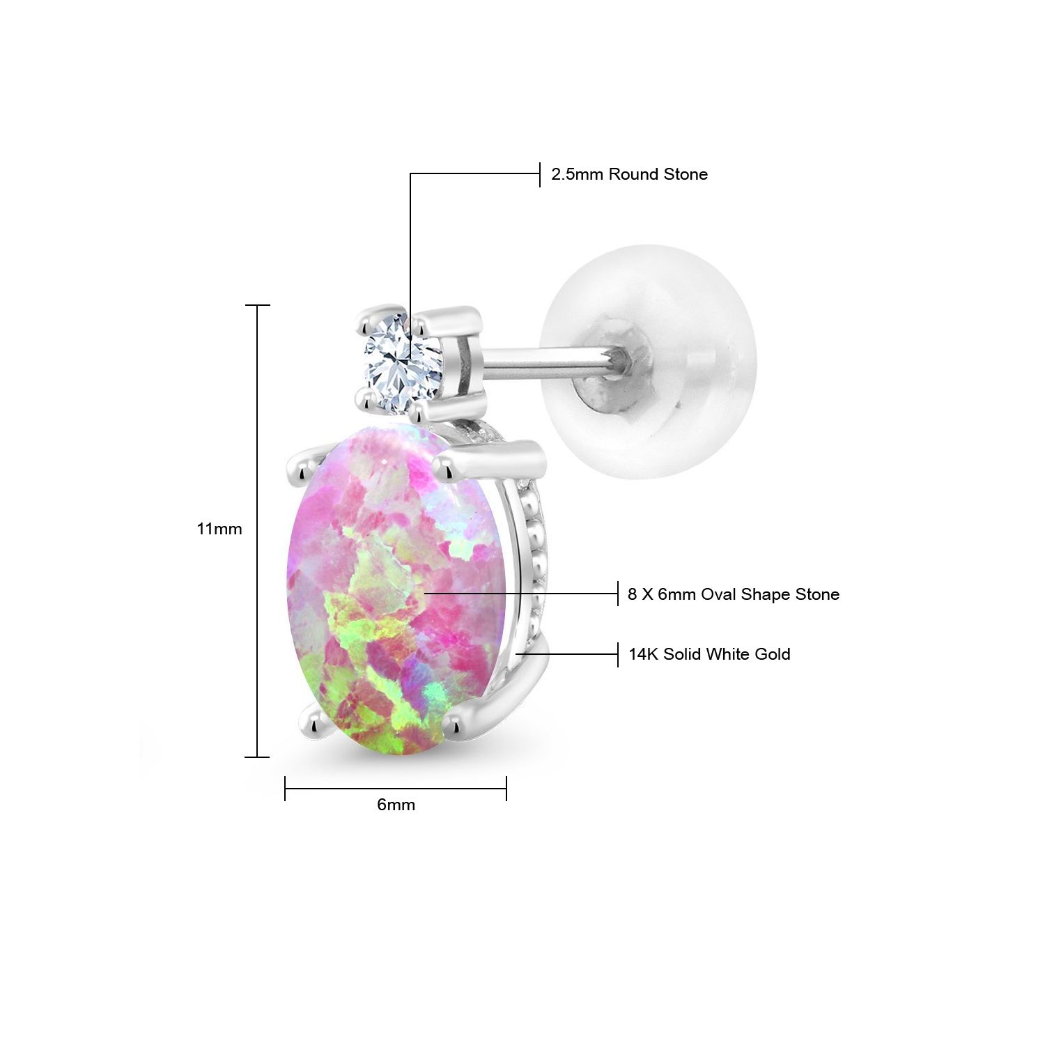 14k White Gold Onyx Earrings For Women (2.6Cttw, GemstoneDecember Birthstone, - Picture 120 of 154