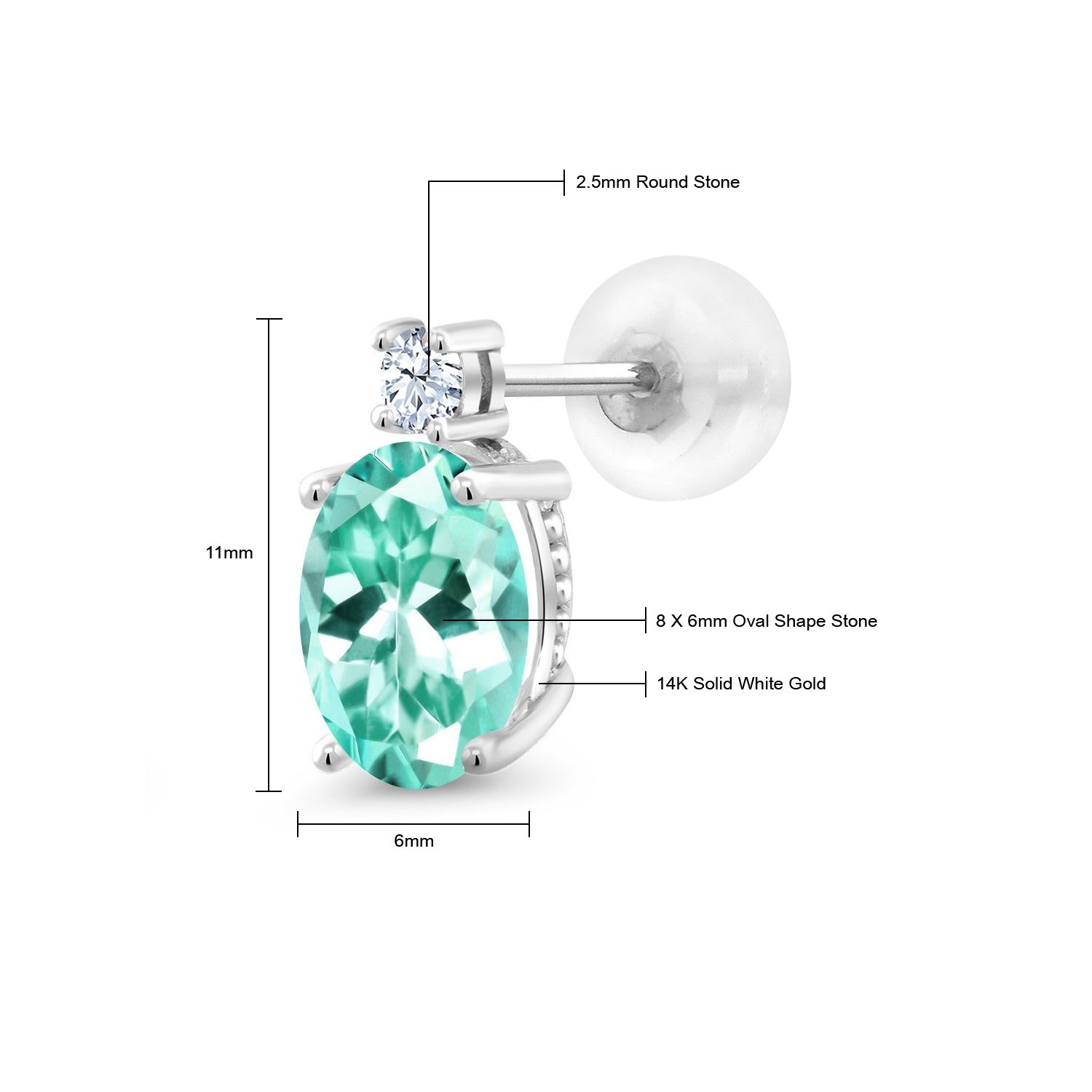 14k White Gold Onyx Earrings For Women (2.6Cttw, GemstoneDecember Birthstone, - Picture 19 of 154