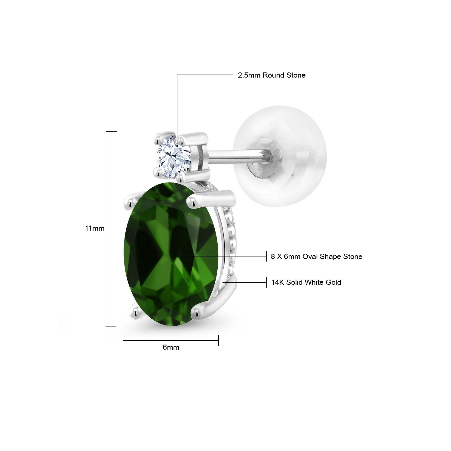 14k White Gold Onyx Earrings For Women (2.6Cttw, GemstoneDecember Birthstone, - Picture 43 of 154