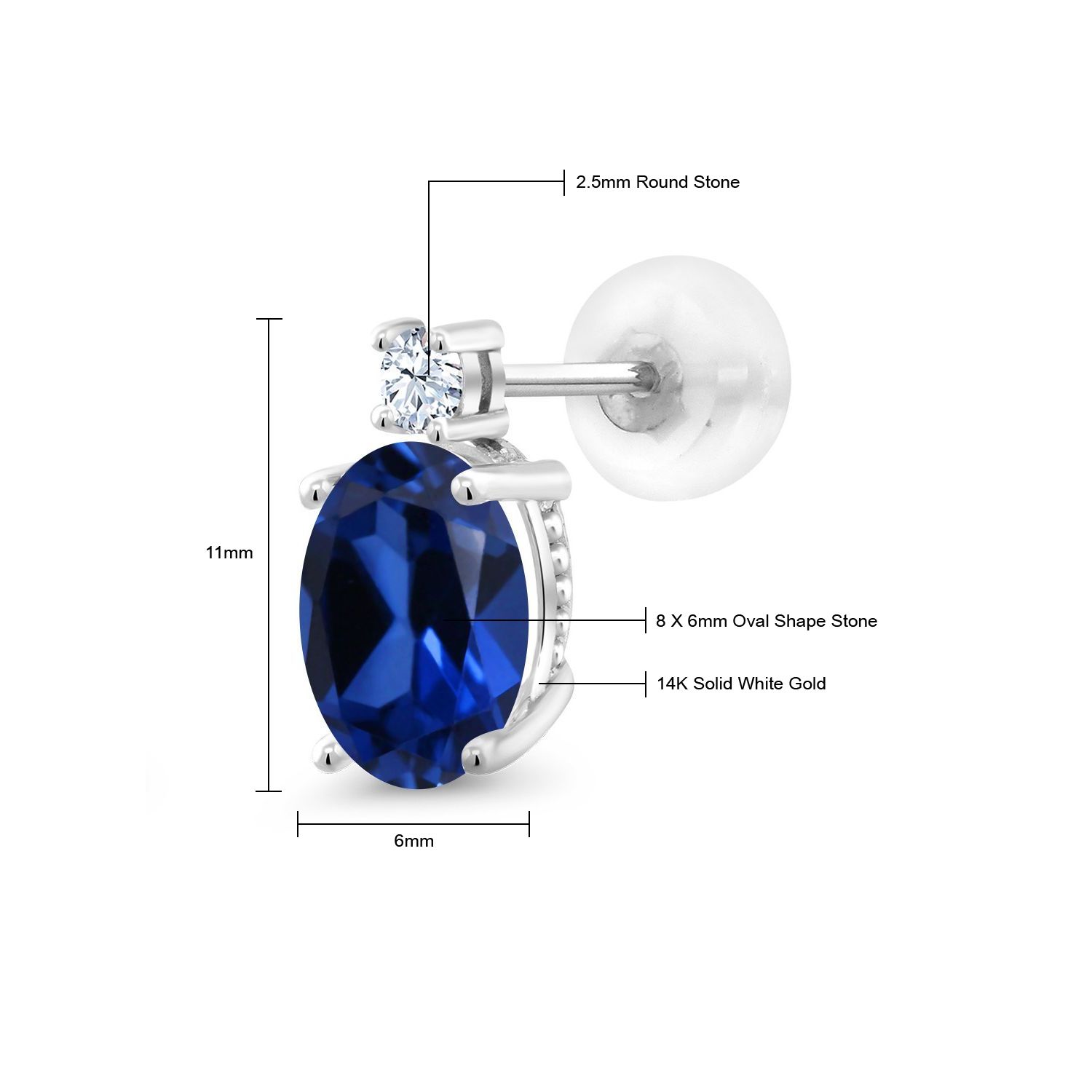 14k White Gold Onyx Earrings For Women (2.6Cttw, GemstoneDecember Birthstone, - Picture 29 of 154