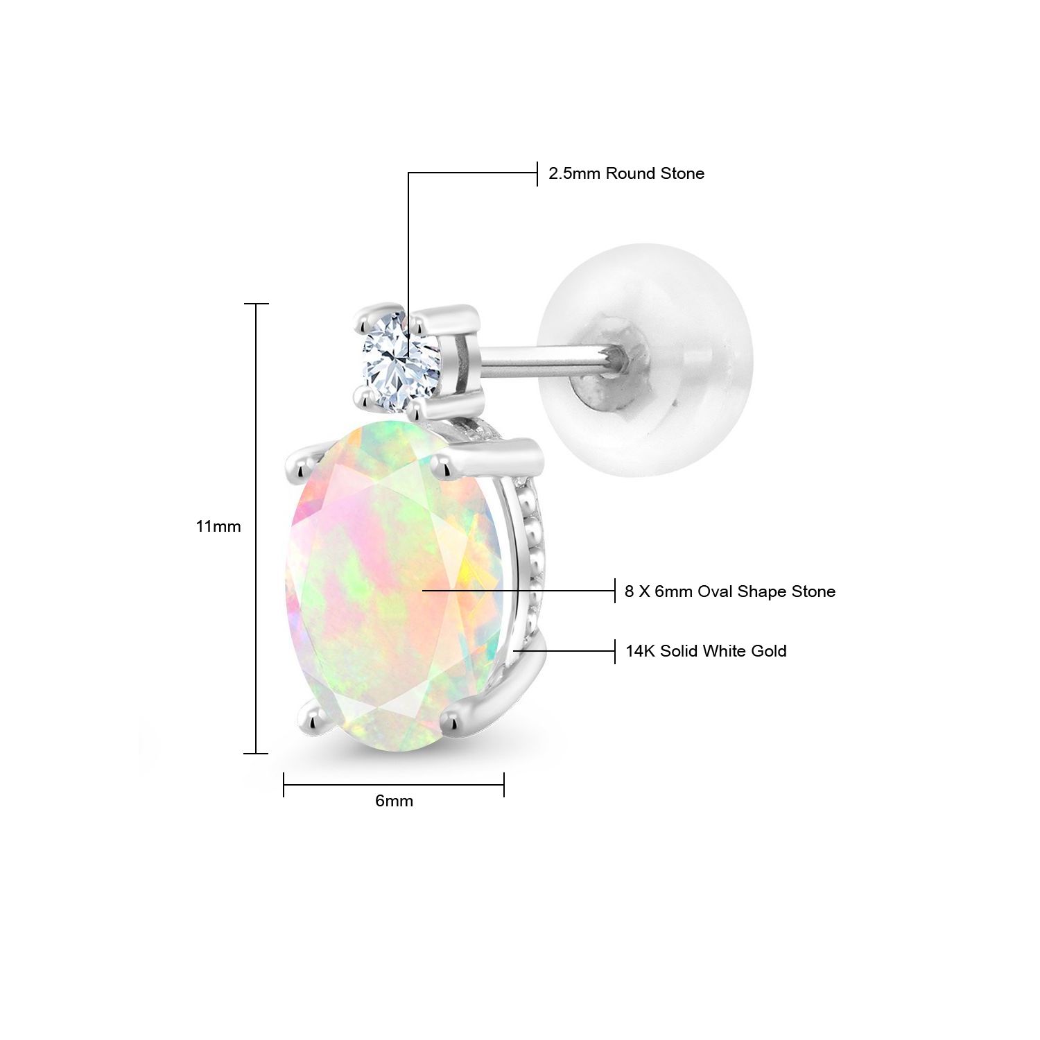 14k White Gold Onyx Earrings For Women (2.6Cttw, GemstoneDecember Birthstone, - Picture 68 of 154