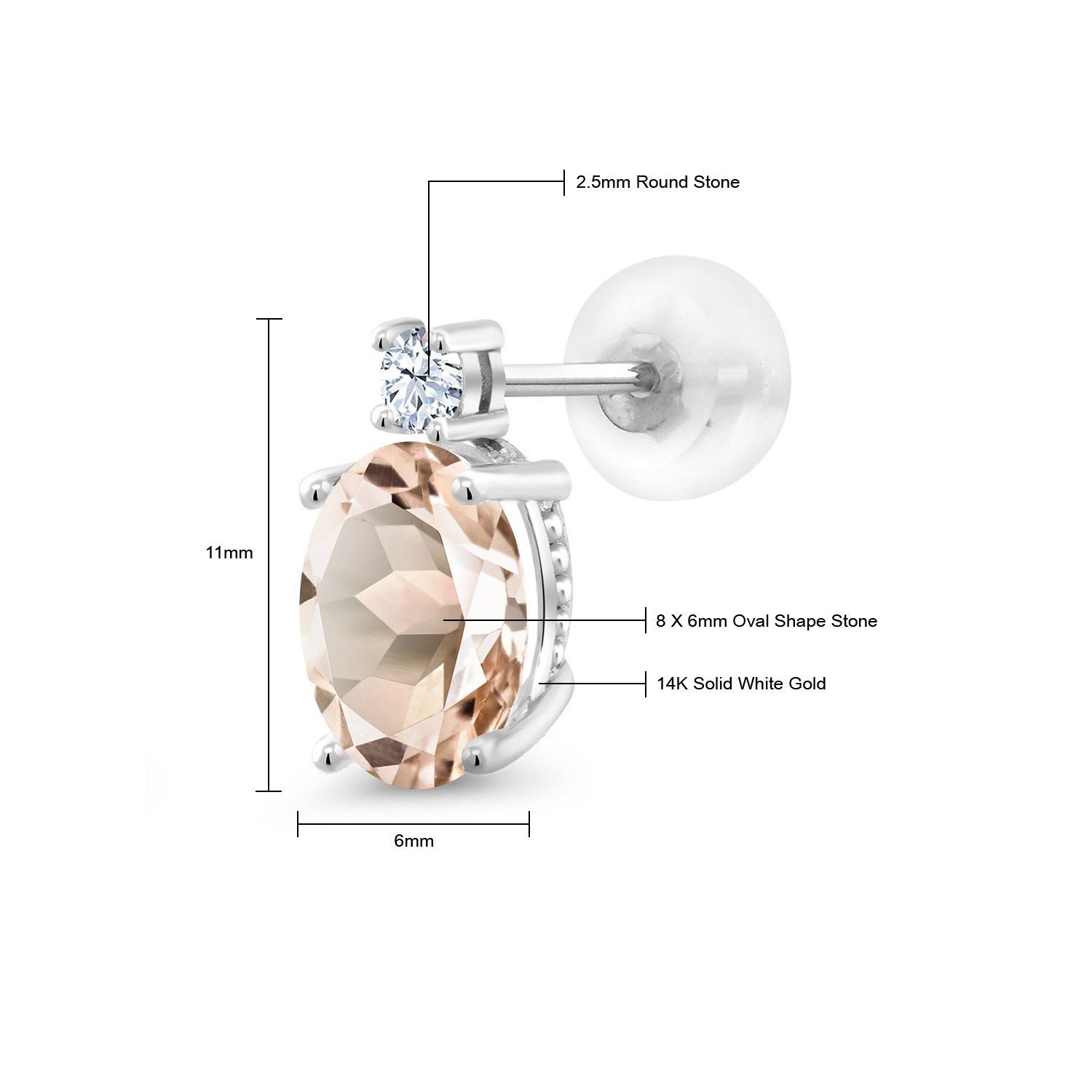 14k White Gold Onyx Earrings For Women (2.6Cttw, GemstoneDecember Birthstone, - Picture 101 of 154