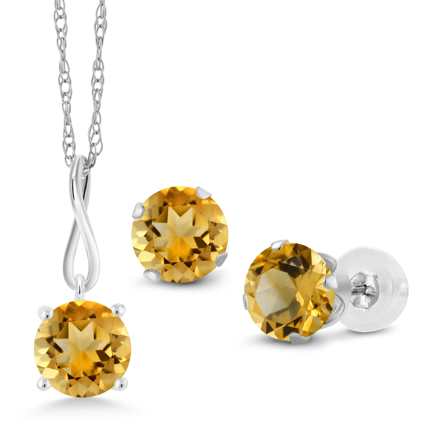 10K White Gold 6MM Pink Zirconia Pendant Earrings Set For Women (2.52 Cttw, - Picture 55 of 57