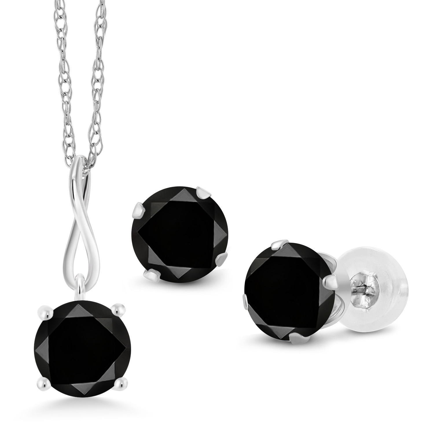 10K White Gold 6MM Pink Zirconia Pendant Earrings Set For Women (2.52 Cttw, - Picture 4 of 57