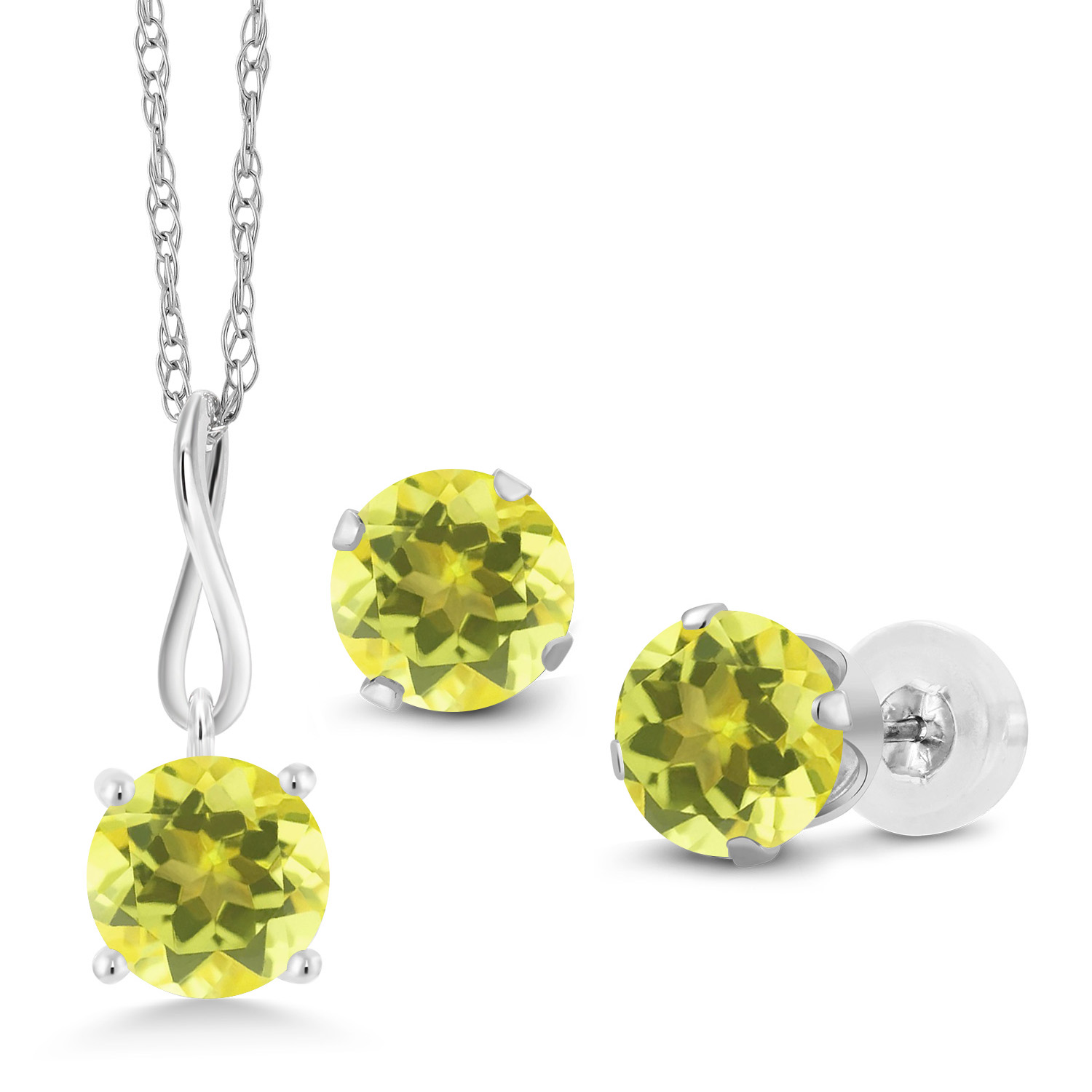 10K White Gold 6MM Pink Zirconia Pendant Earrings Set For Women (2.52 Cttw, - Picture 13 of 57