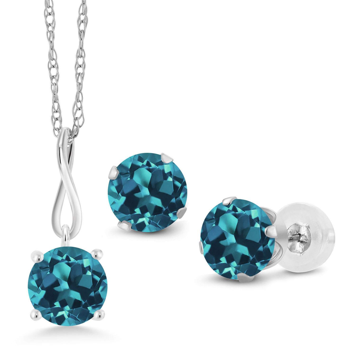 10K White Gold 6MM Pink Zirconia Pendant Earrings Set For Women (2.52 Cttw, - Picture 28 of 57